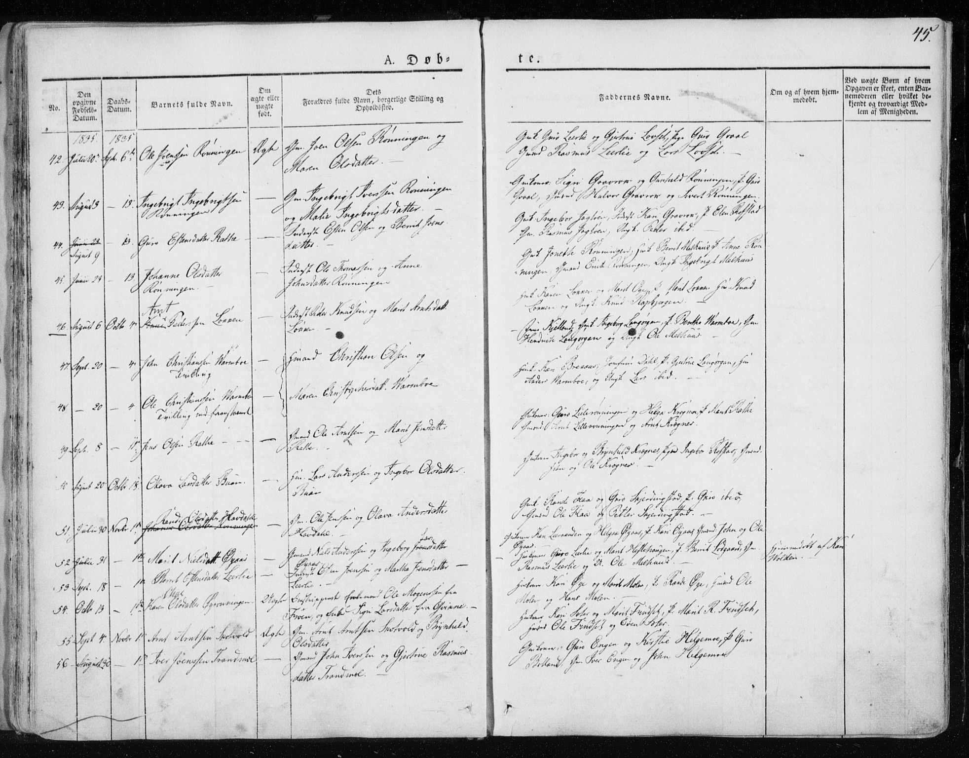 Ministerialprotokoller, klokkerbøker og fødselsregistre - Sør-Trøndelag, SAT/A-1456/691/L1069: Parish register (official) no. 691A04, 1826-1841, p. 45