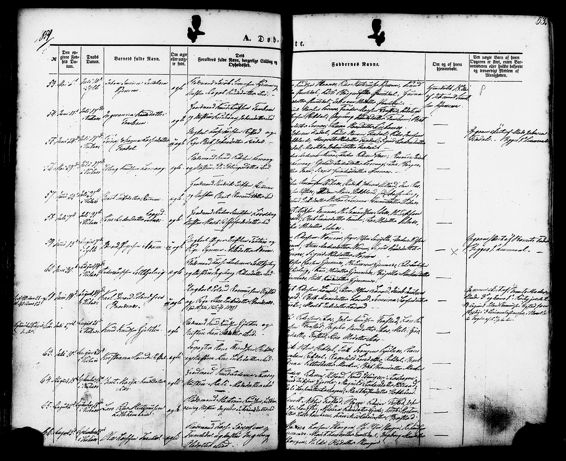 Ministerialprotokoller, klokkerbøker og fødselsregistre - Møre og Romsdal, AV/SAT-A-1454/539/L0529: Parish register (official) no. 539A02, 1848-1872, p. 53