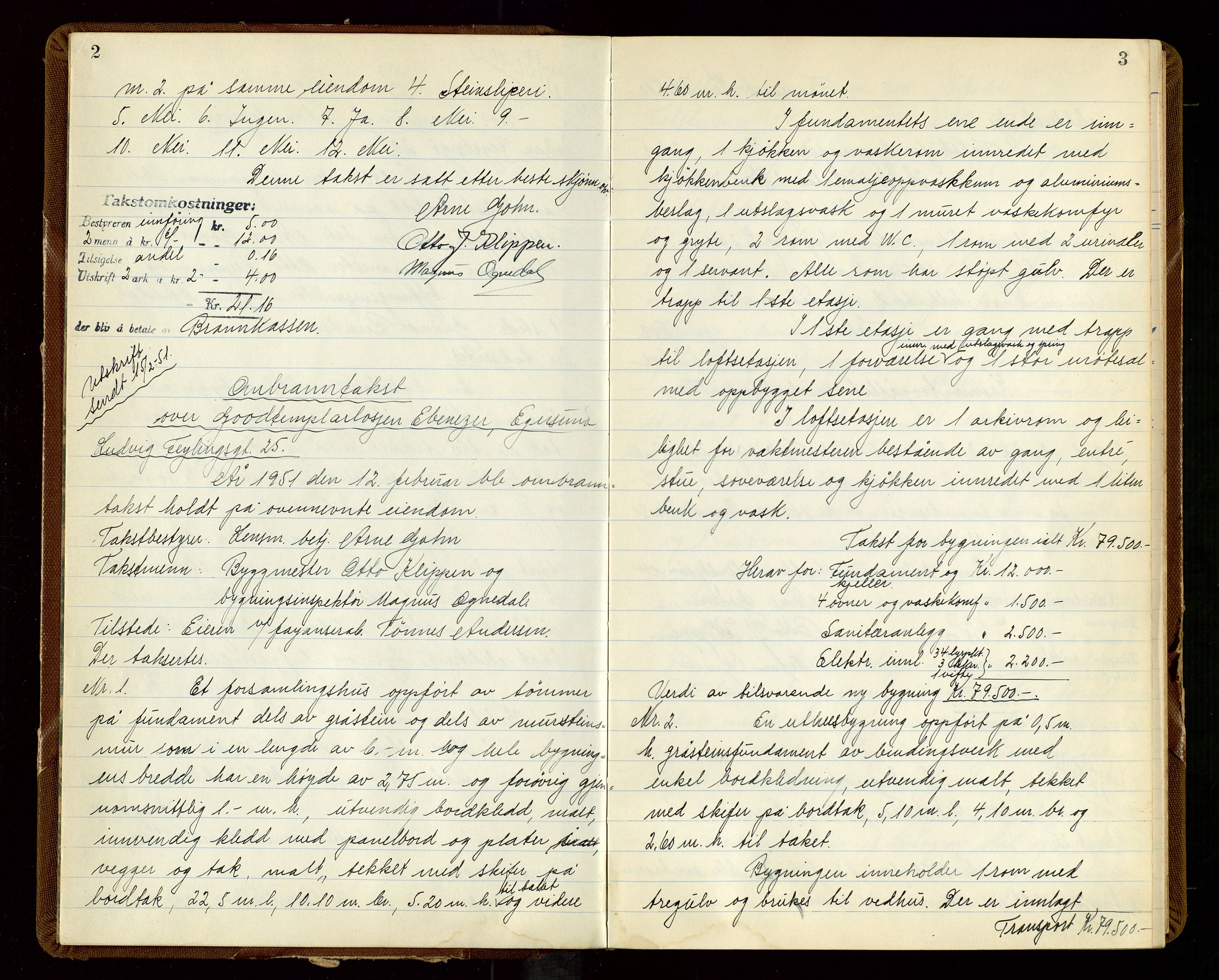 Eigersund lensmannskontor, AV/SAST-A-100171/God/L0014: "Branntakstprotokoll", 1951-1955, p. 2-3