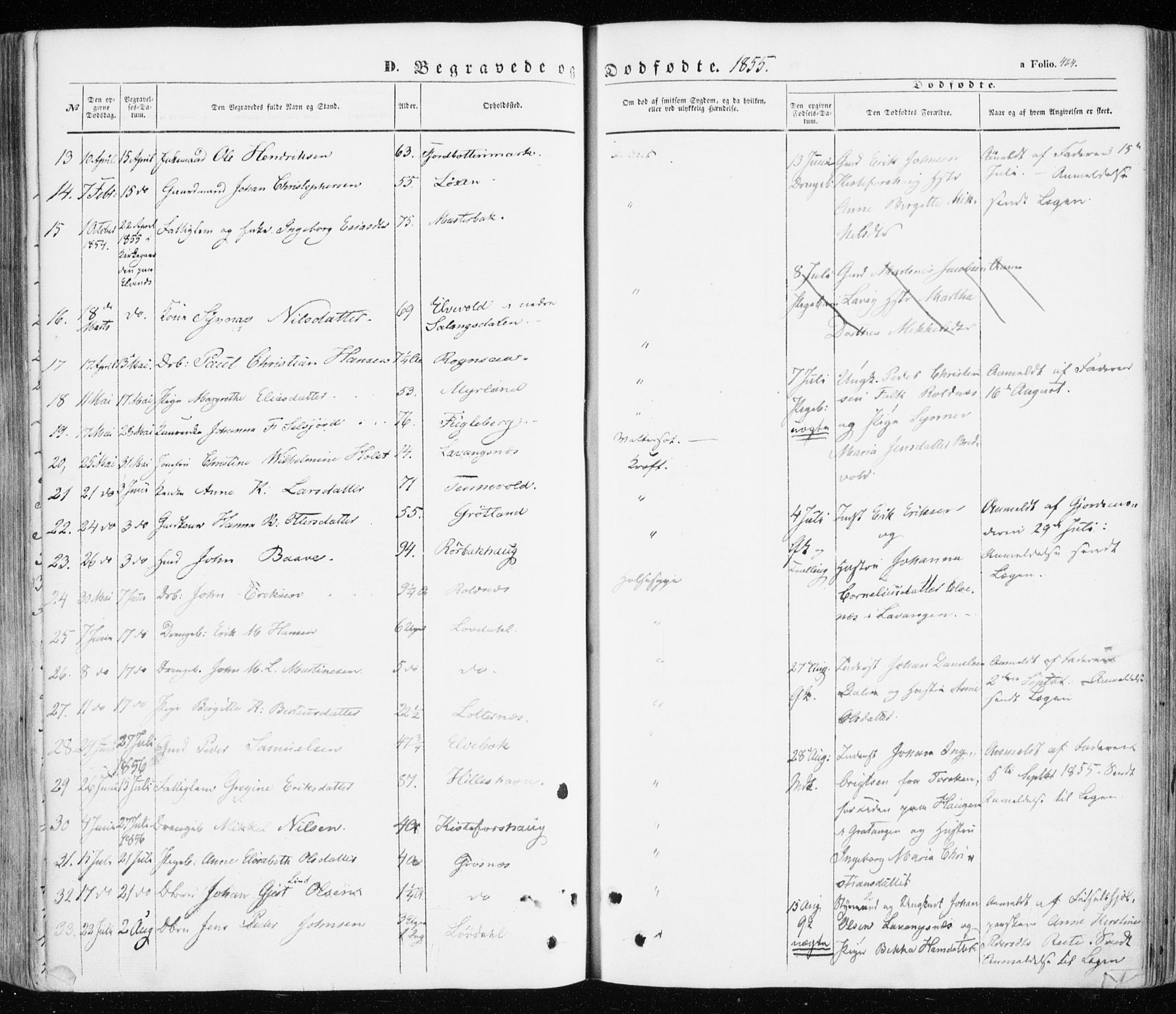 Ibestad sokneprestembete, AV/SATØ-S-0077/H/Ha/Haa/L0008kirke: Parish register (official) no. 8, 1850-1859, p. 424