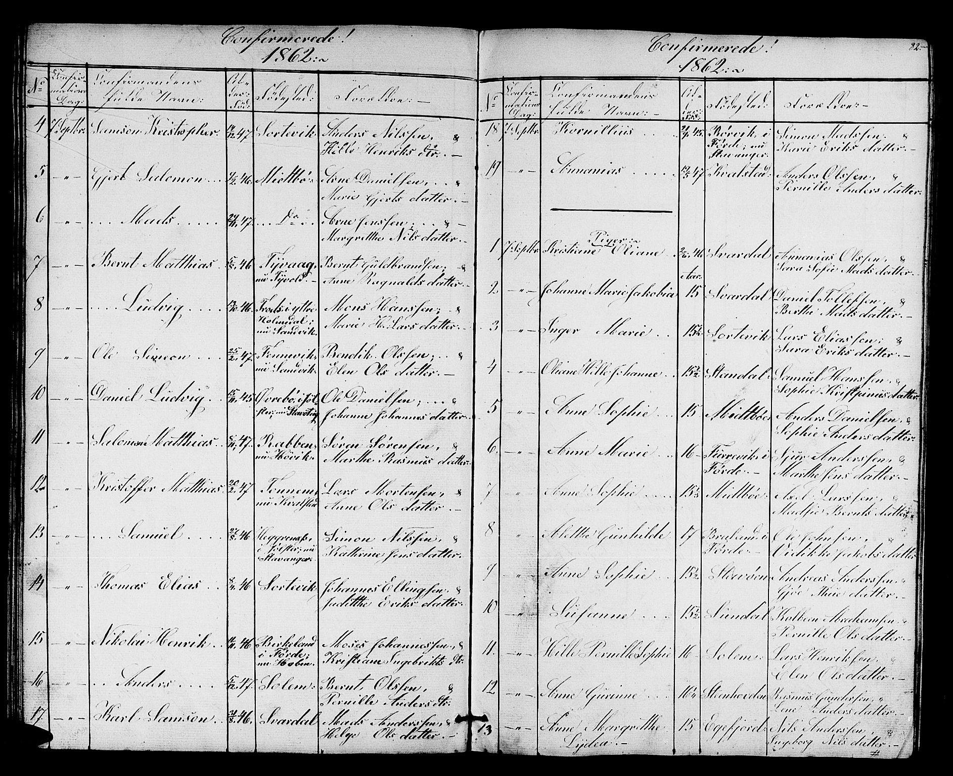 Kinn sokneprestembete, SAB/A-80801/H/Hab/Habc/L0001: Parish register (copy) no. C 1, 1854-1868, p. 82
