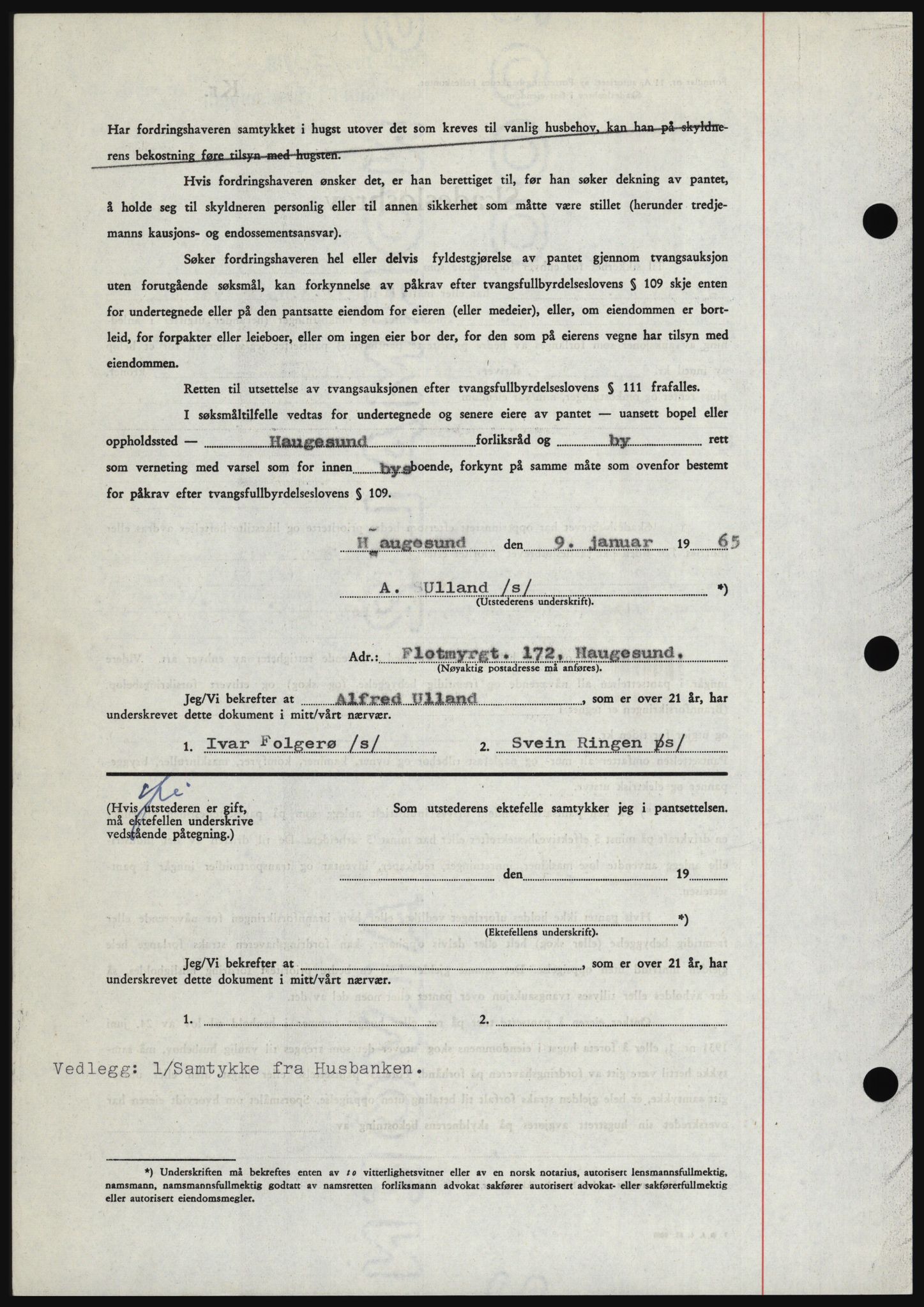 Haugesund tingrett, AV/SAST-A-101415/01/II/IIC/L0053: Mortgage book no. B 53, 1965-1965, Diary no: : 132/1965