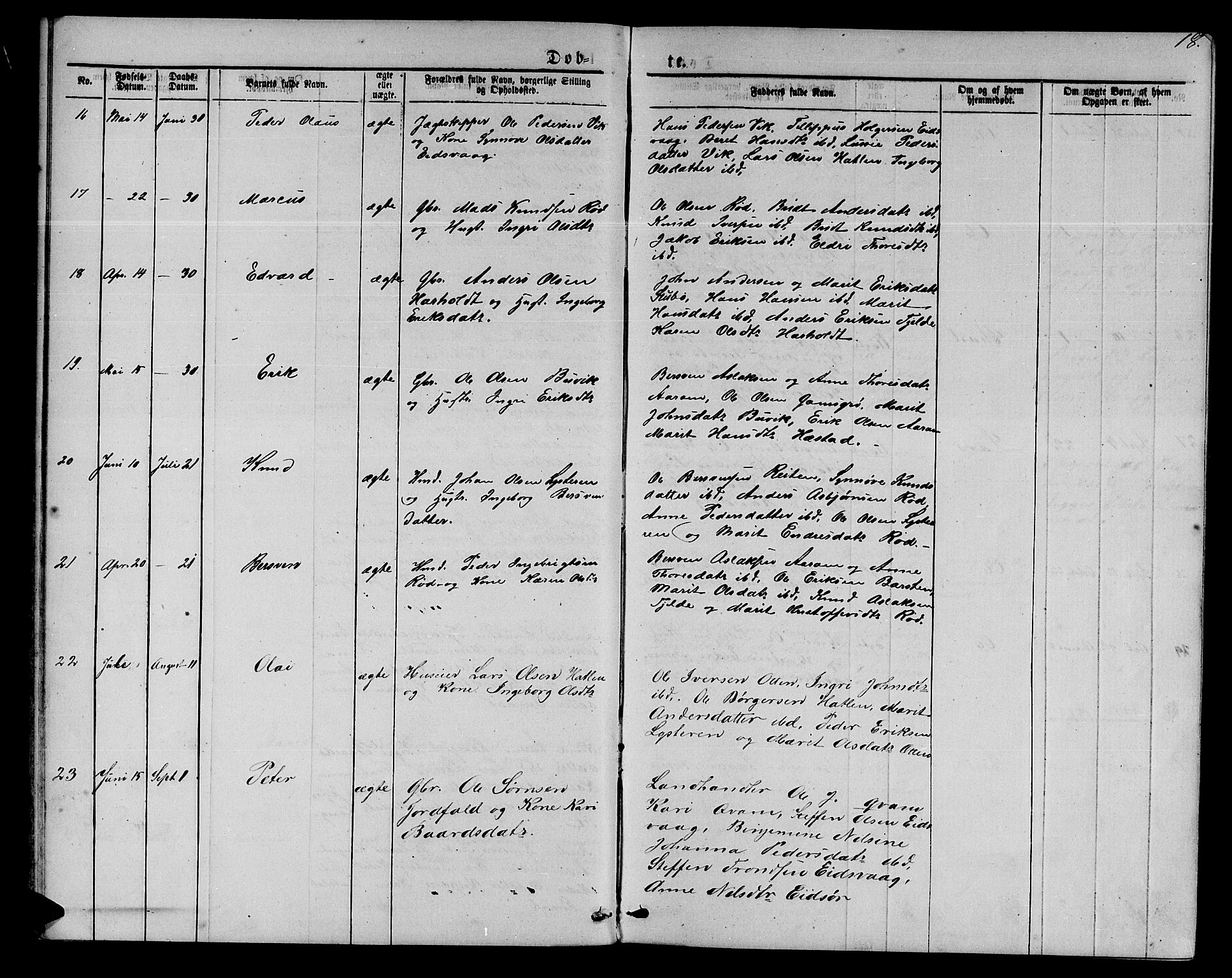 Ministerialprotokoller, klokkerbøker og fødselsregistre - Møre og Romsdal, AV/SAT-A-1454/551/L0630: Parish register (copy) no. 551C02, 1867-1885, p. 18