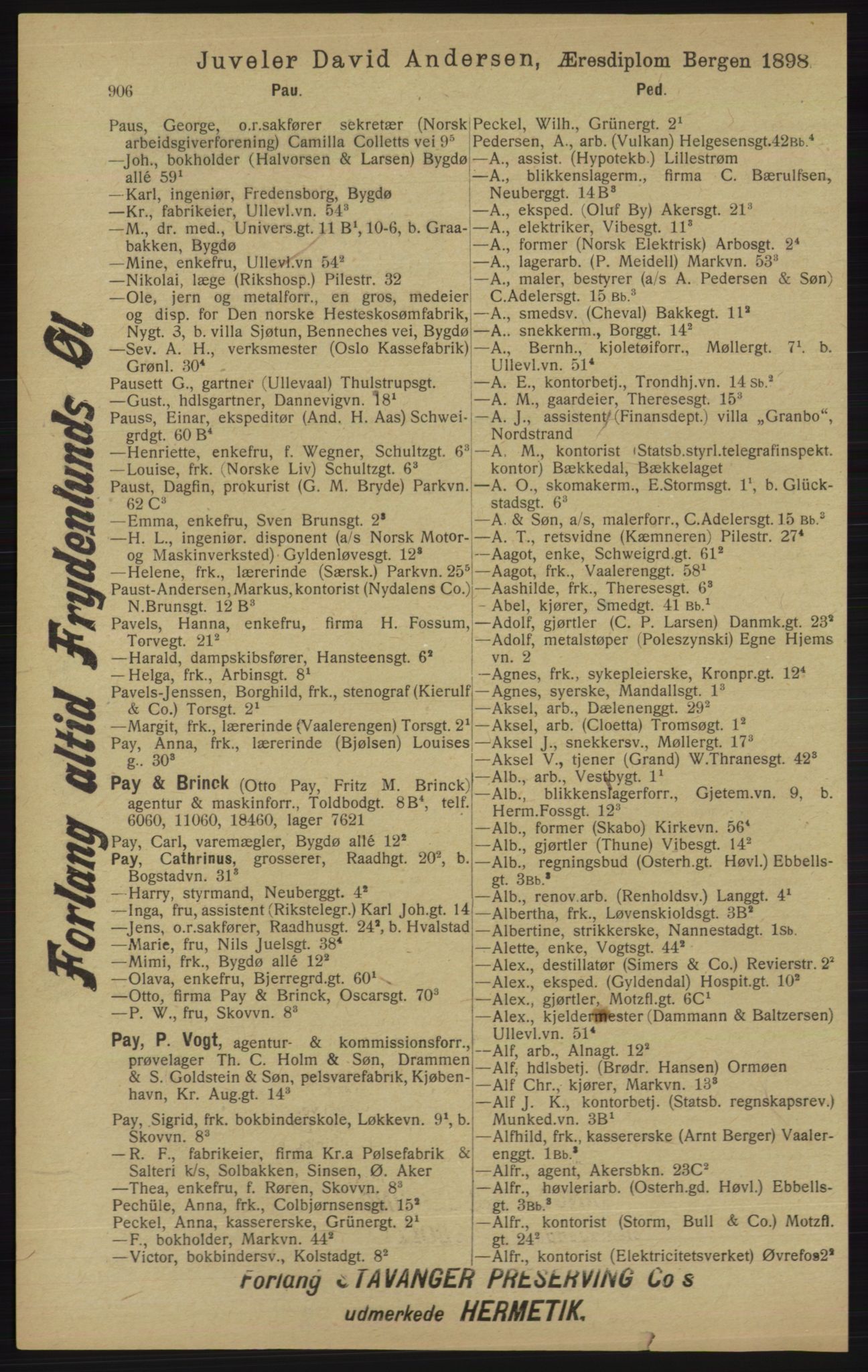 Kristiania/Oslo adressebok, PUBL/-, 1913, p. 918