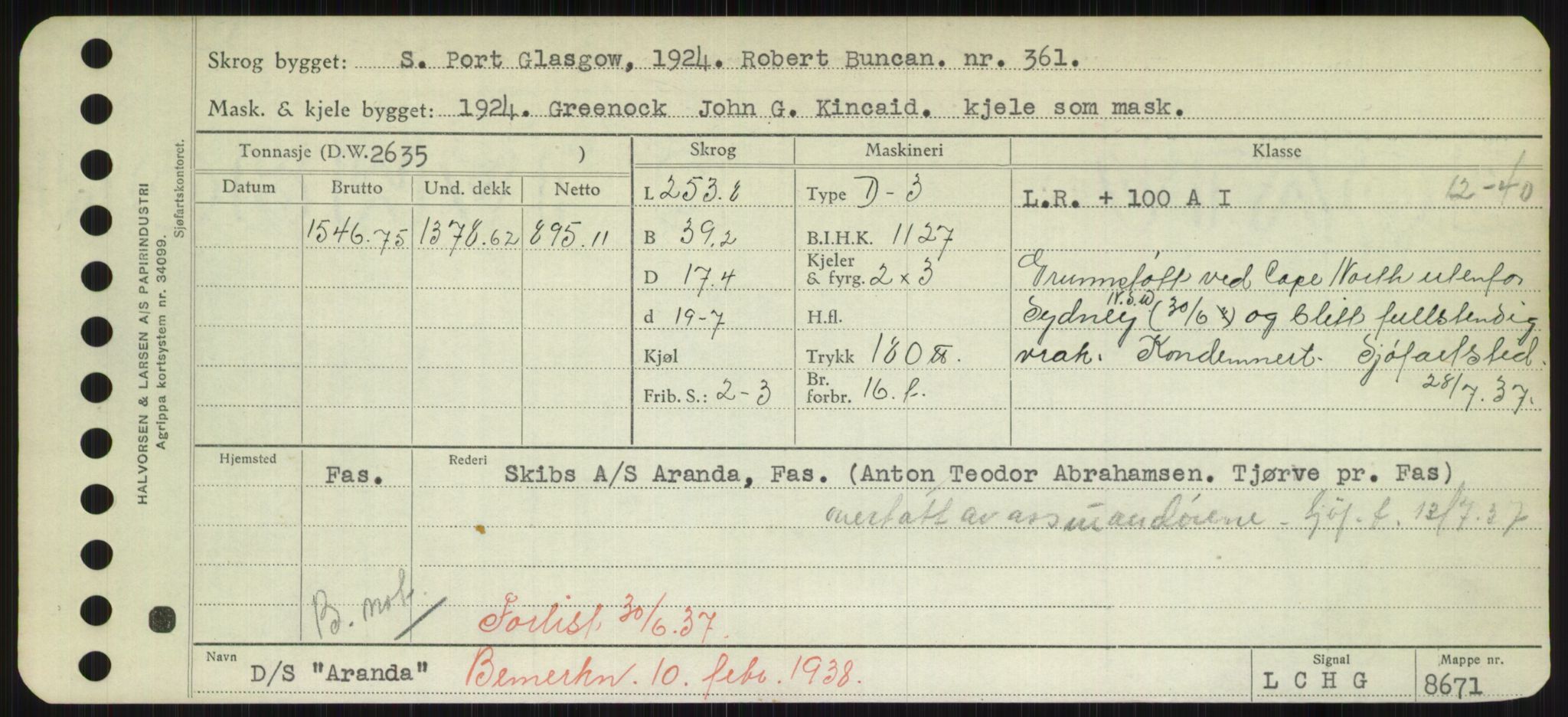 Sjøfartsdirektoratet med forløpere, Skipsmålingen, RA/S-1627/H/Hd/L0002: Fartøy, Apa-Axe, p. 35