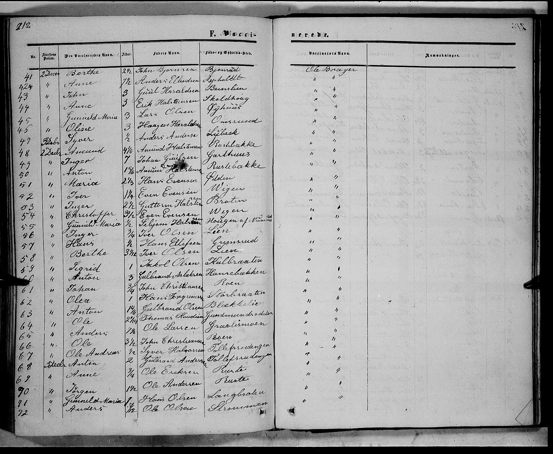 Sør-Aurdal prestekontor, SAH/PREST-128/H/Ha/Haa/L0007: Parish register (official) no. 7, 1849-1876, p. 212