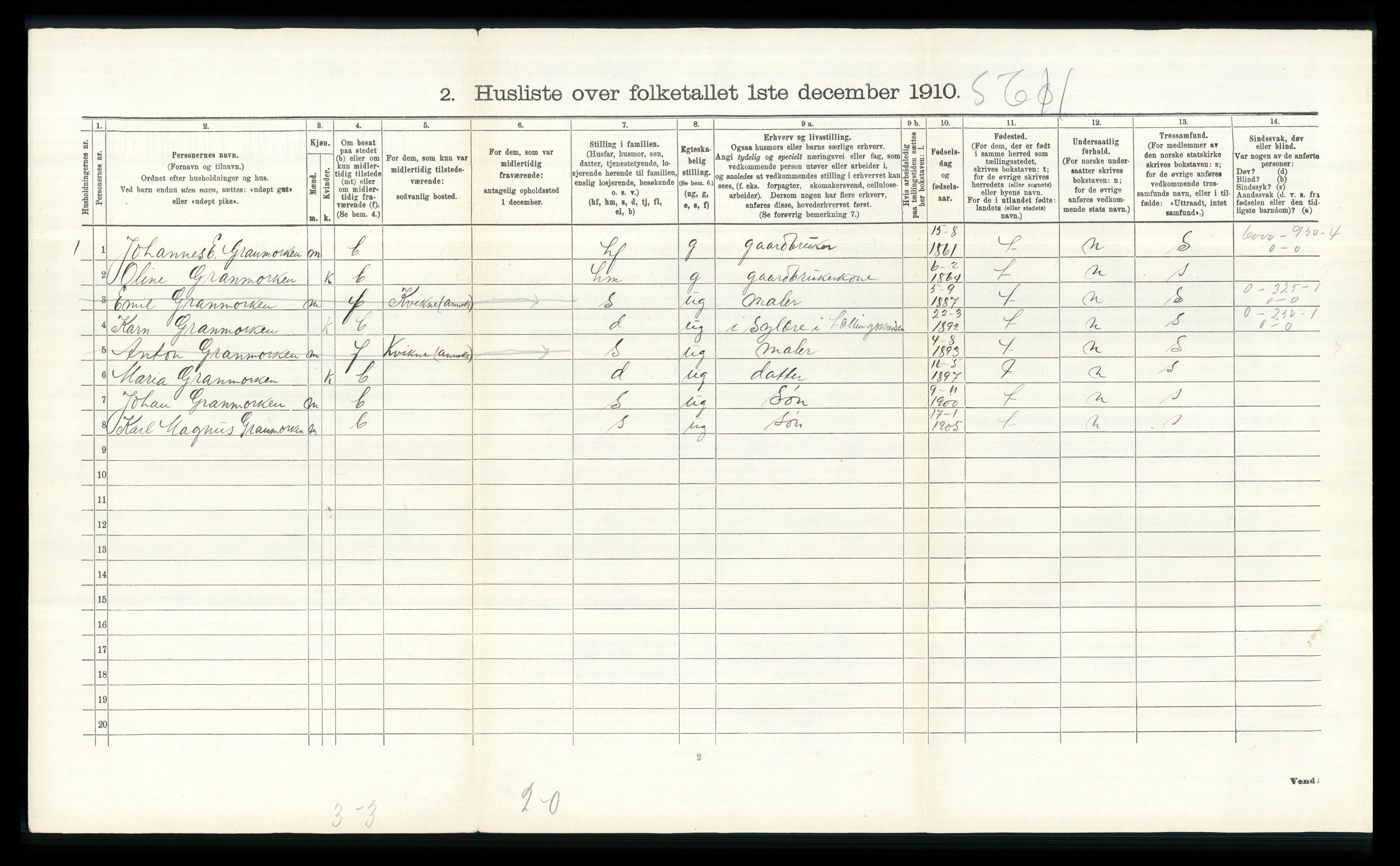 RA, 1910 census for Nord-Fron, 1910, p. 771