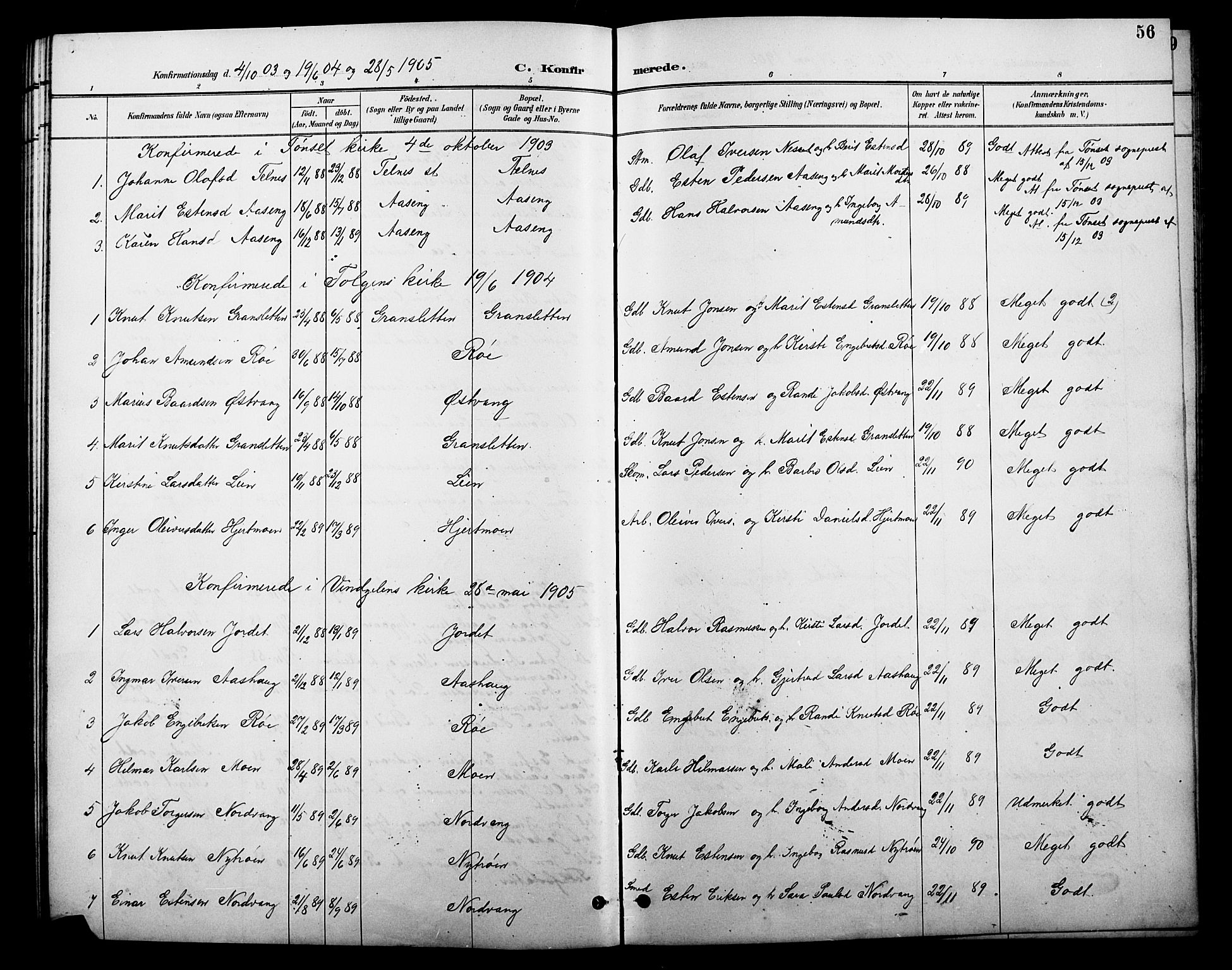 Tolga prestekontor, AV/SAH-PREST-062/L/L0010: Parish register (copy) no. 10, 1894-1918, p. 56