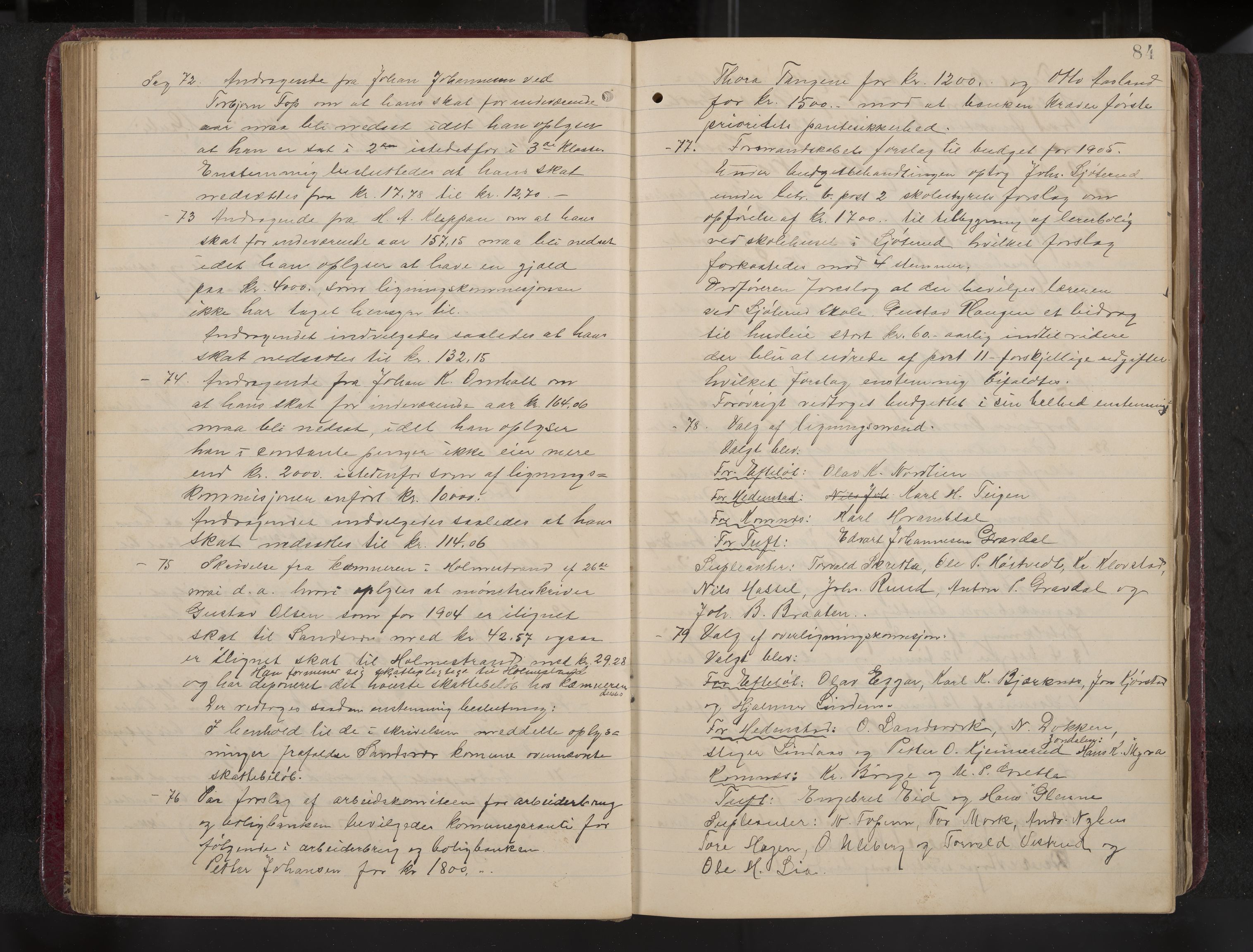 Ytre Sandsvær formannskap og sentraladministrasjon, IKAK/0629021/A/Aa/L0001: Møtebok med register, 1902-1919, p. 84