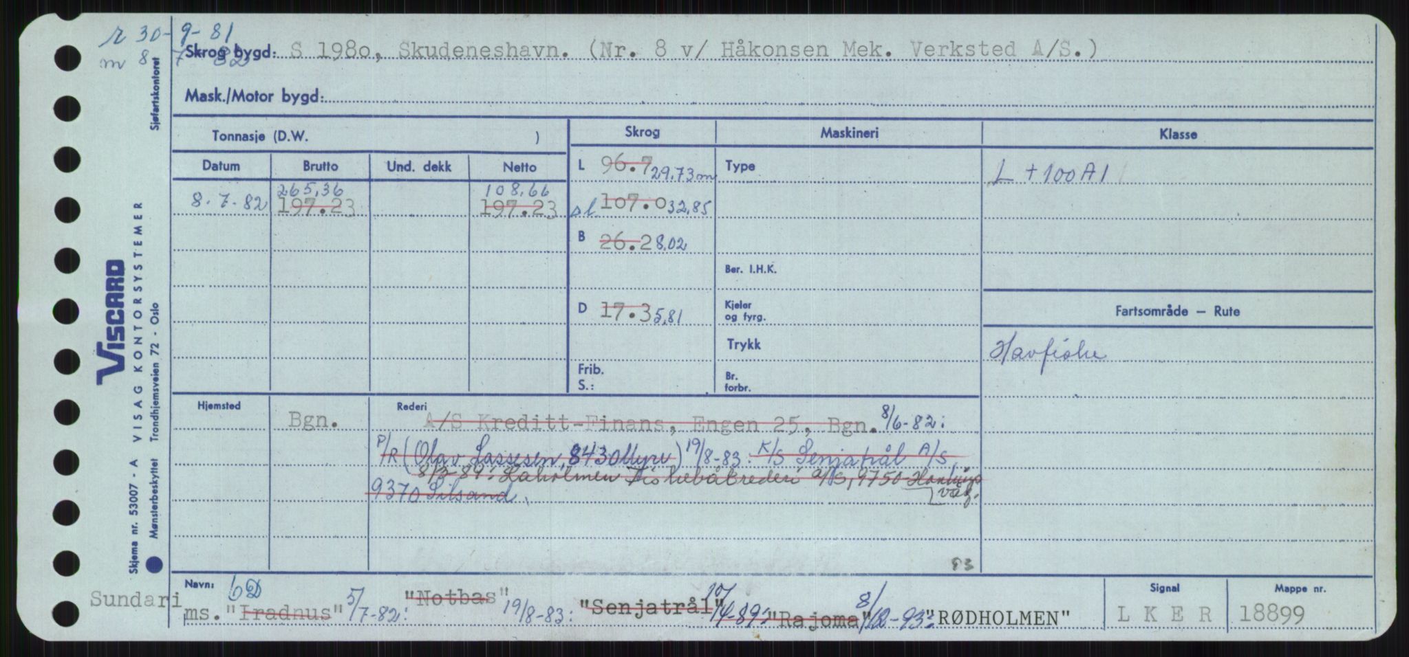 Sjøfartsdirektoratet med forløpere, Skipsmålingen, AV/RA-S-1627/H/Ha/L0004/0002: Fartøy, Mas-R / Fartøy, Odin-R, p. 961