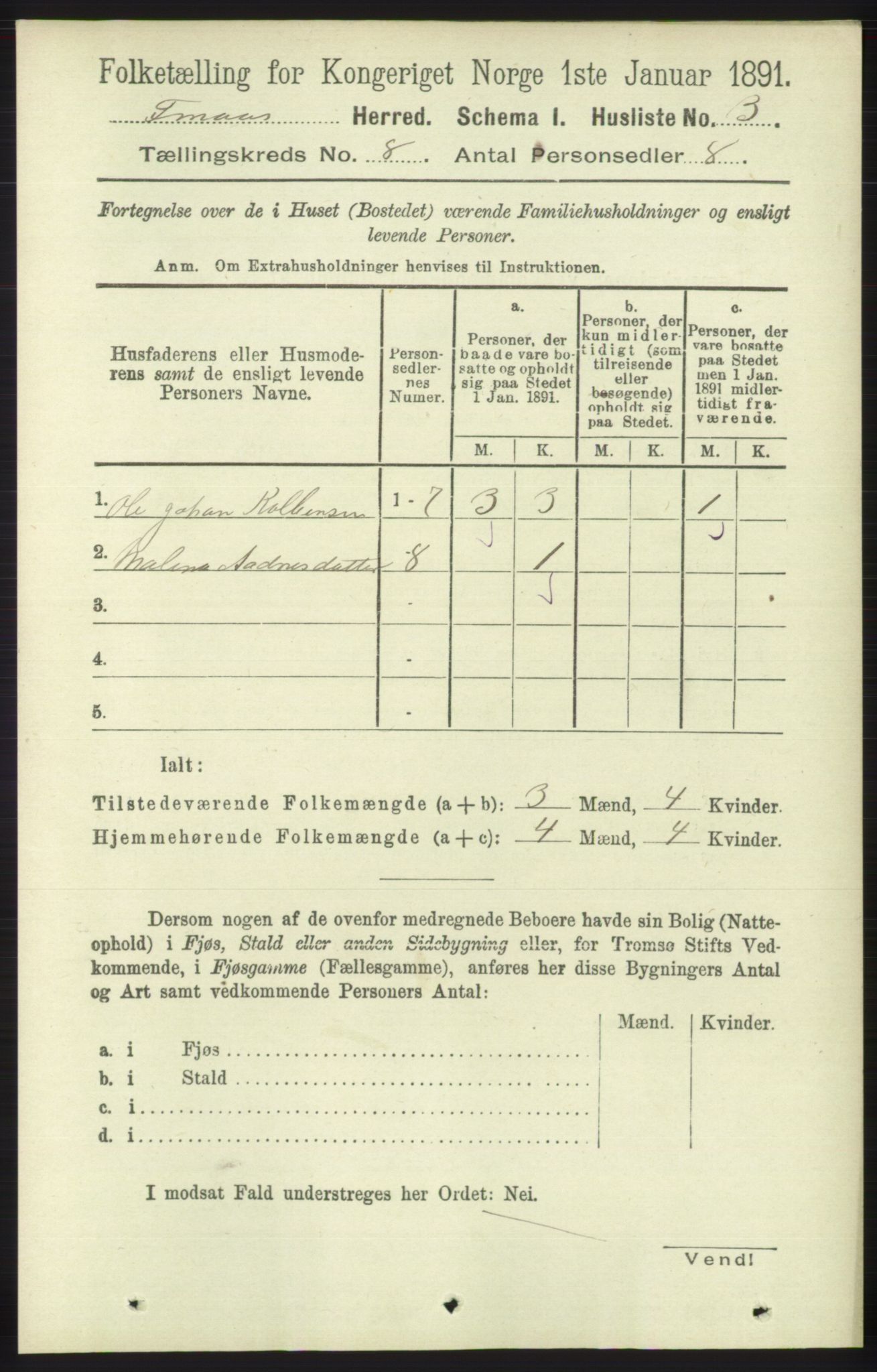 RA, 1891 census for 1218 Finnås, 1891, p. 3297