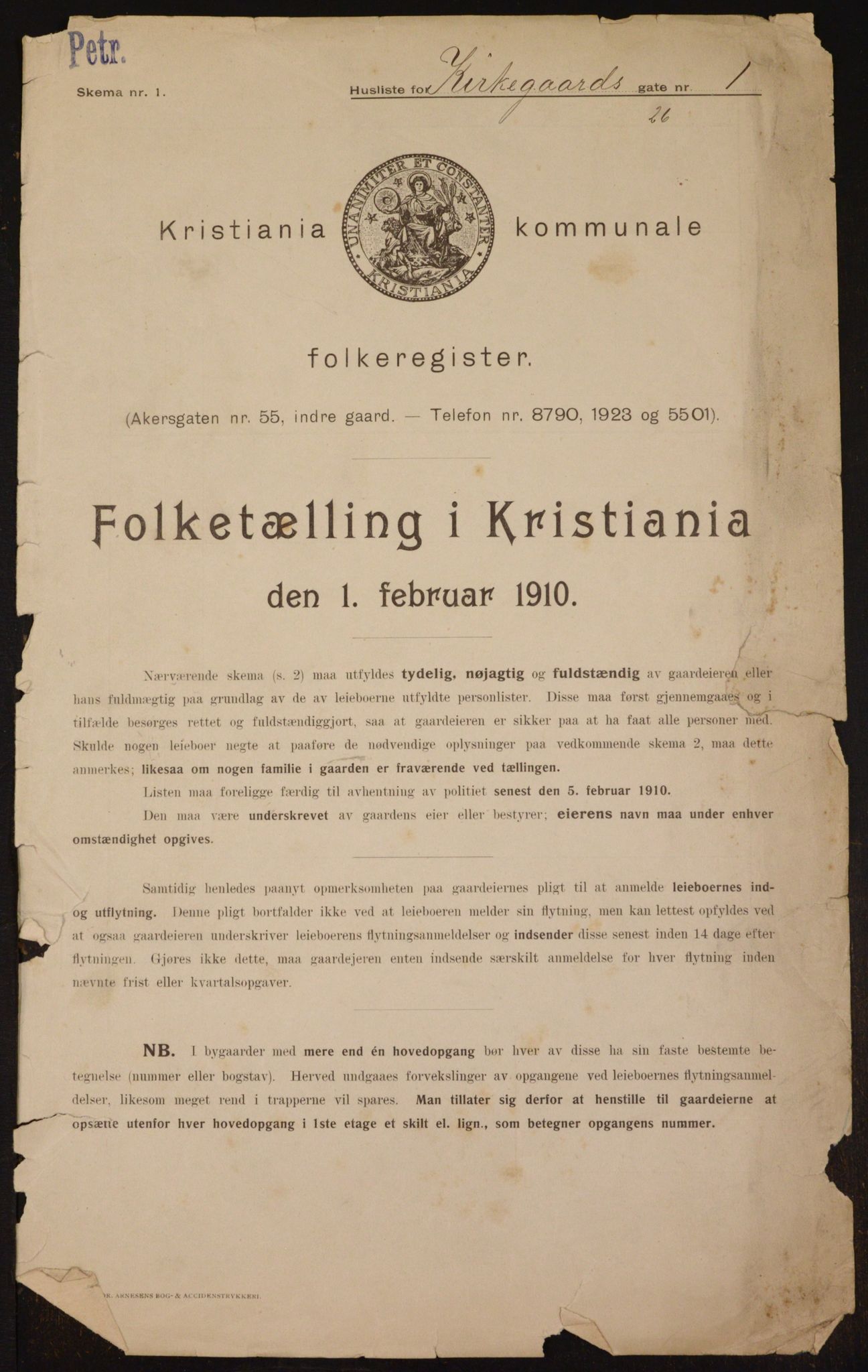 OBA, Municipal Census 1910 for Kristiania, 1910, p. 48484