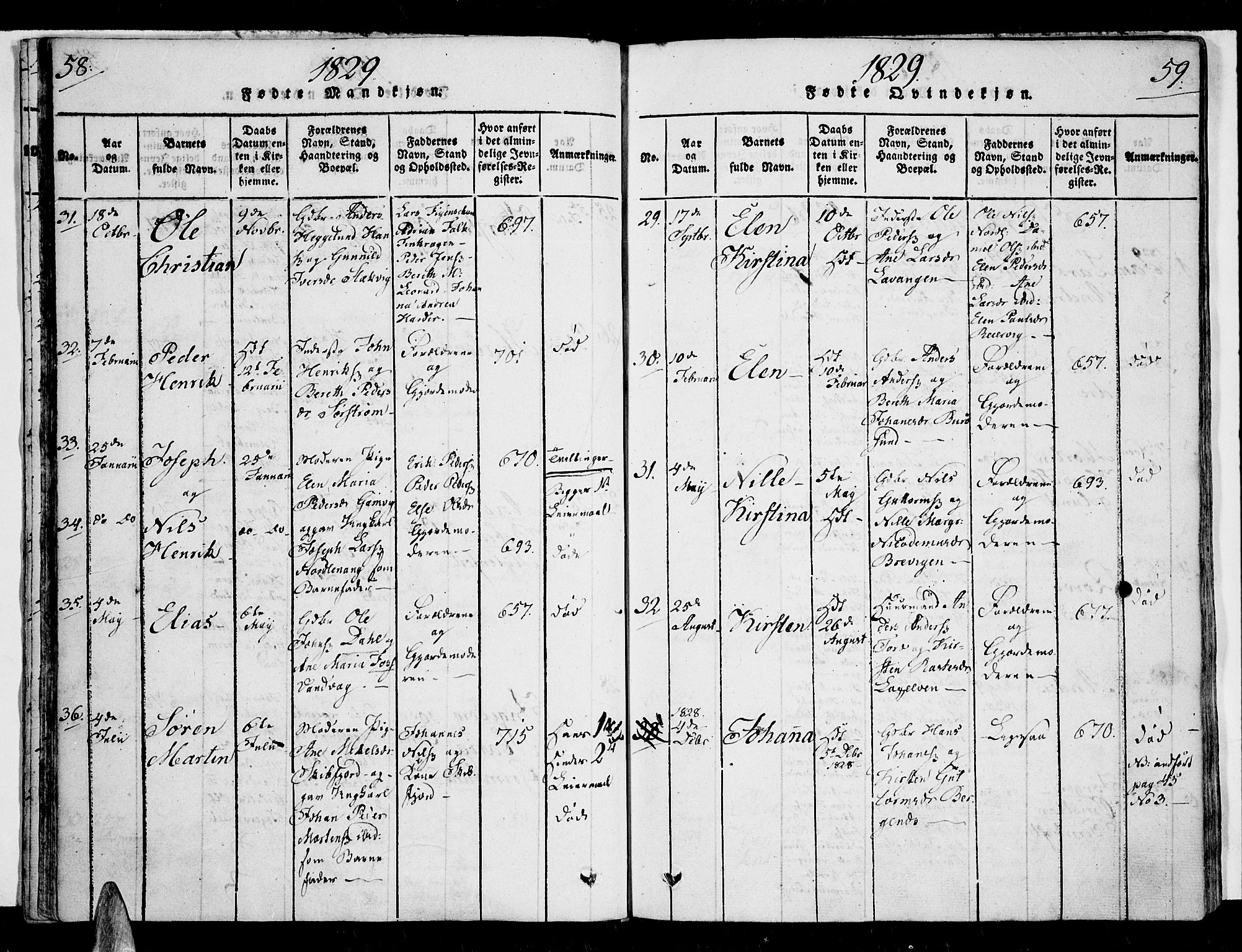 Karlsøy sokneprestembete, AV/SATØ-S-1299/H/Ha/Haa/L0002kirke: Parish register (official) no. 2, 1823-1842, p. 58-59