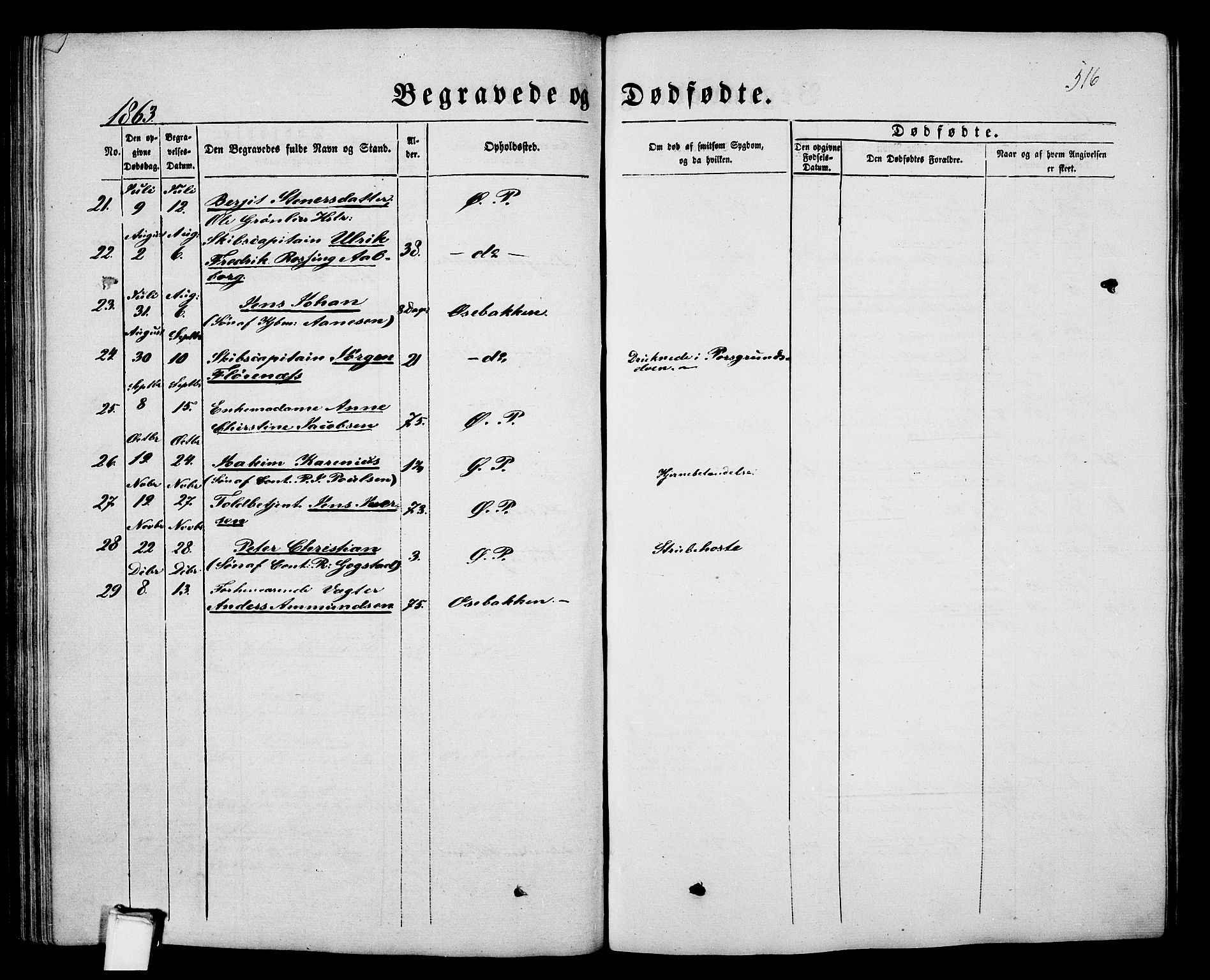 Porsgrunn kirkebøker , SAKO/A-104/G/Gb/L0004: Parish register (copy) no. II 4, 1853-1882, p. 516