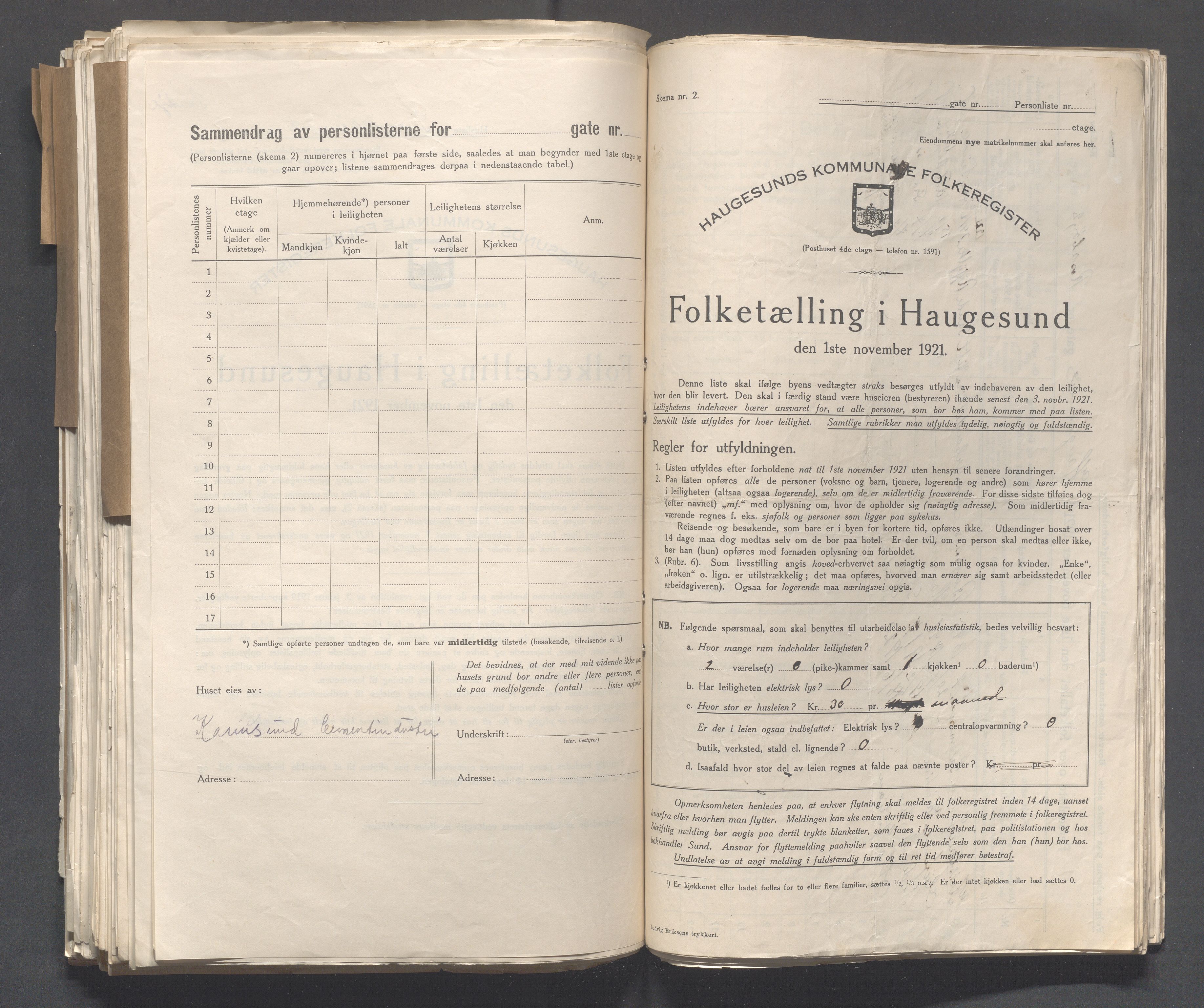 IKAR, Local census 1.11.1921 for Haugesund, 1921, p. 4167