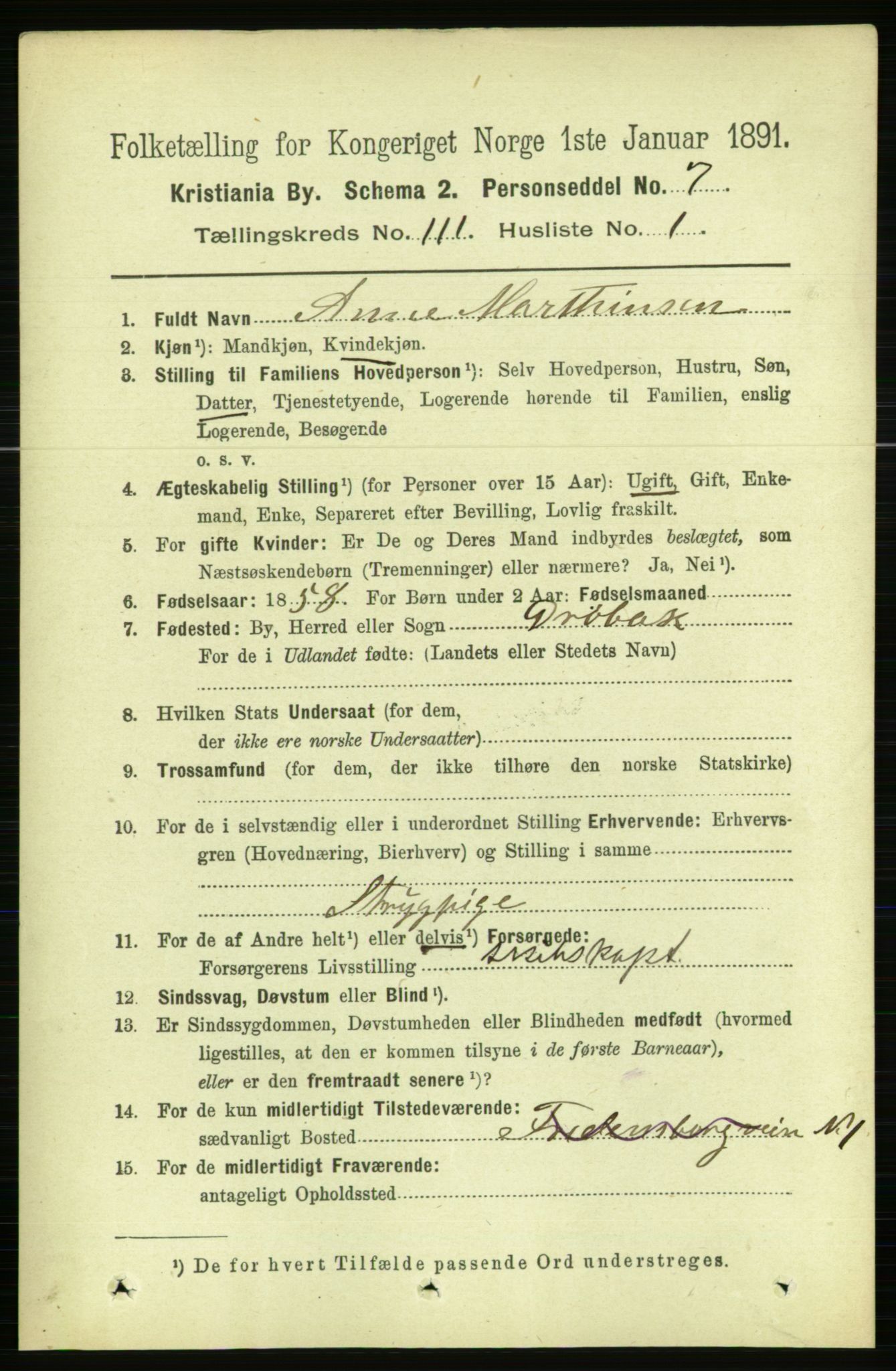 RA, 1891 census for 0301 Kristiania, 1891, p. 57923