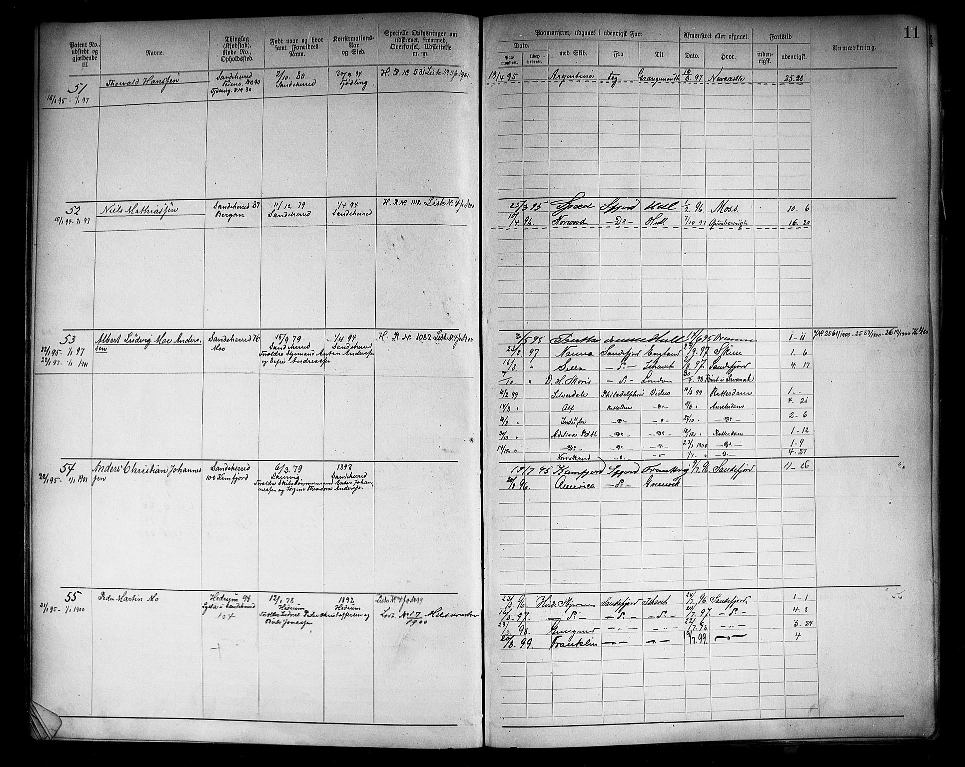 Sandefjord innrulleringskontor, AV/SAKO-A-788/F/Fa/L0005: Annotasjonsrulle, 1894-1911, p. 13