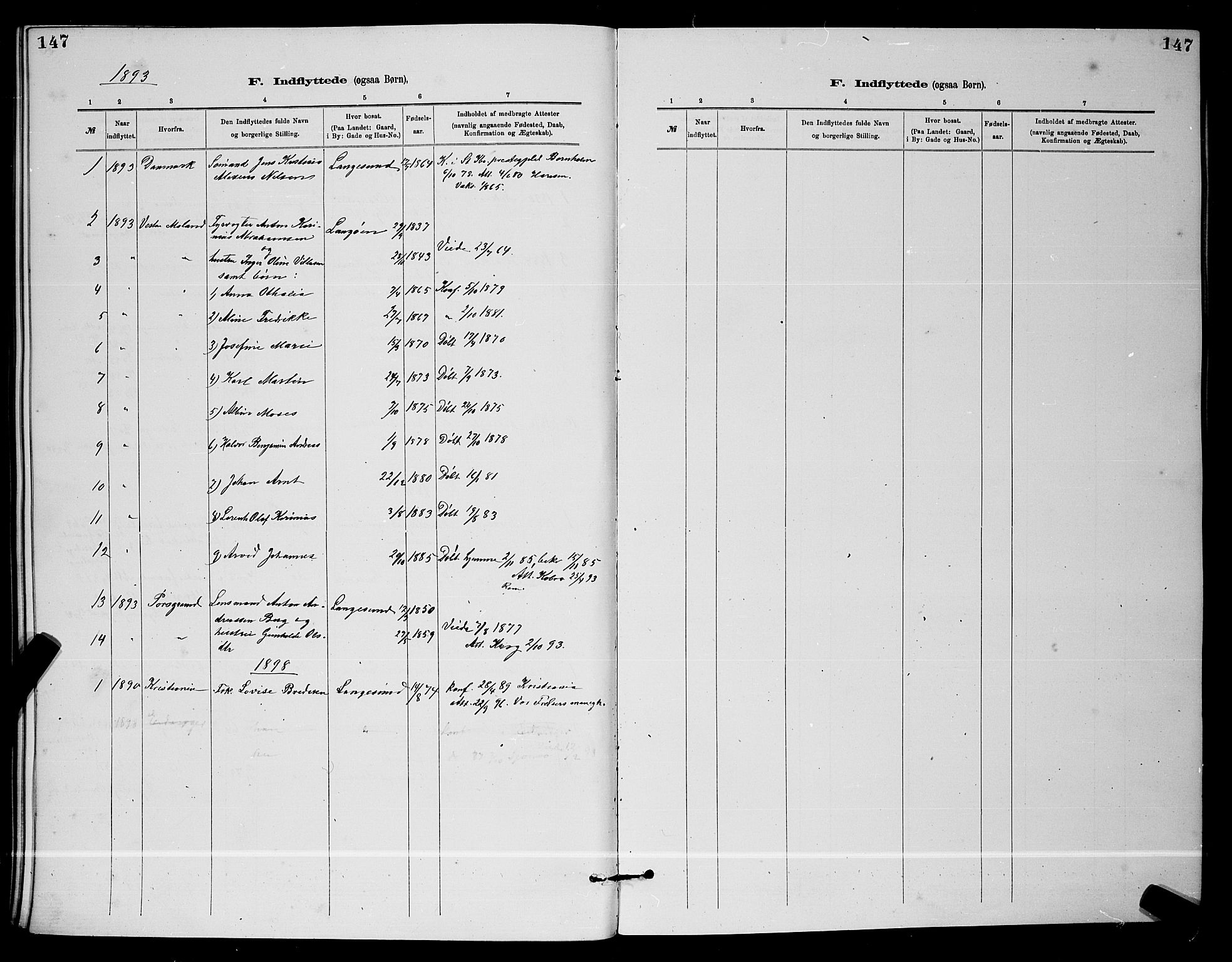 Langesund kirkebøker, SAKO/A-280/G/Ga/L0005: Parish register (copy) no. 5, 1884-1898, p. 147