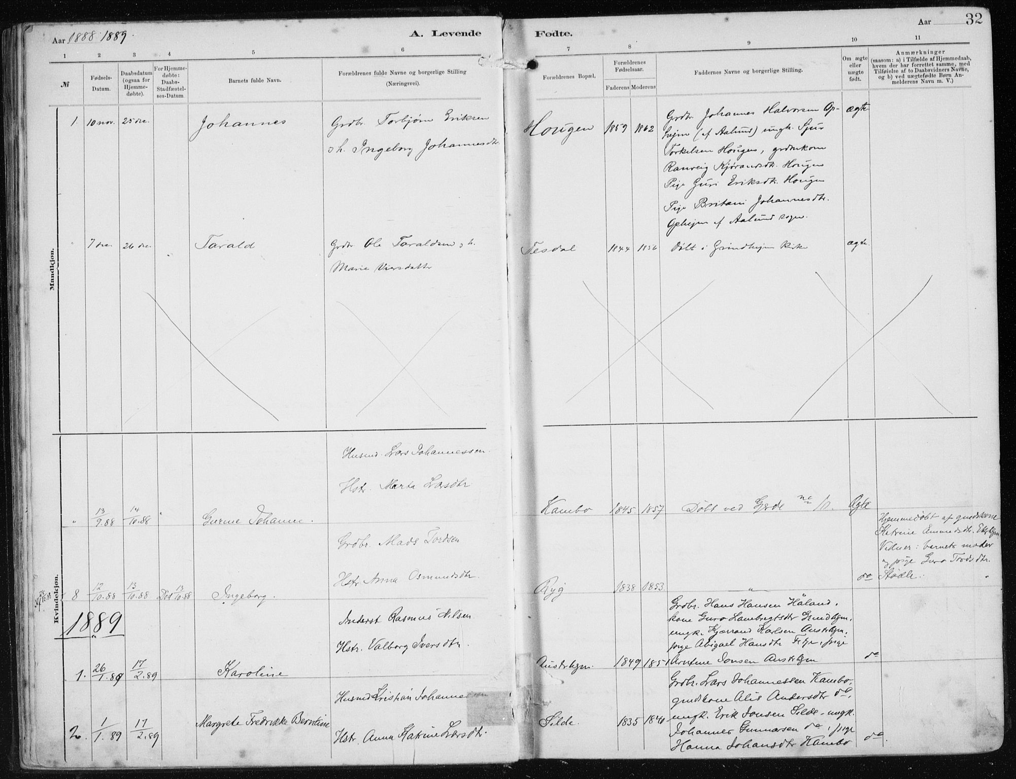 Etne sokneprestembete, AV/SAB-A-75001/H/Haa: Parish register (official) no. B  1, 1879-1919, p. 32