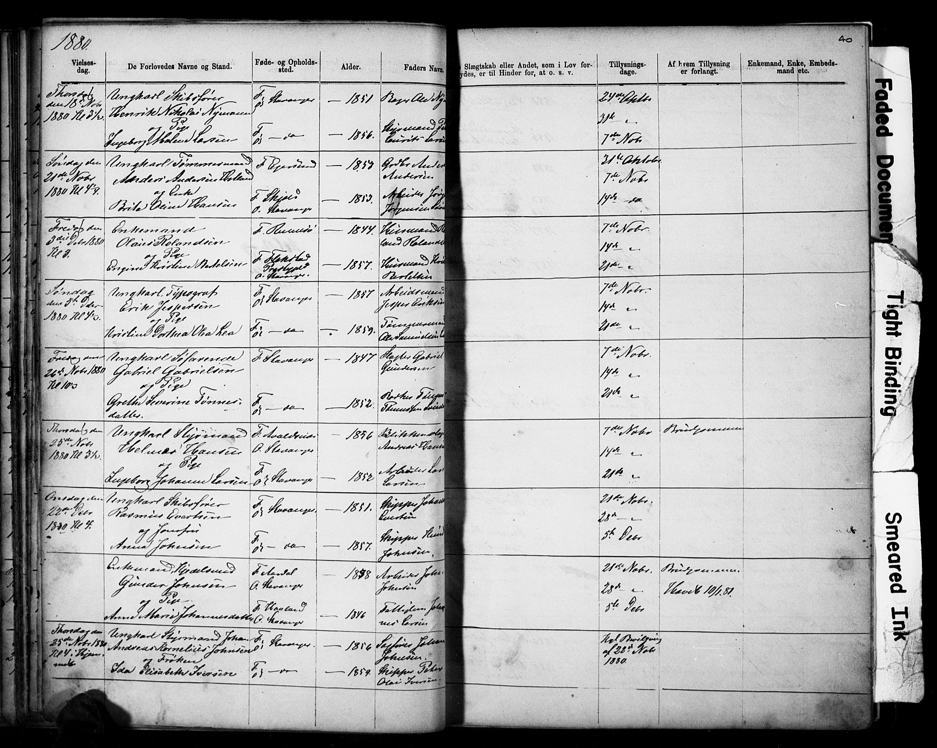 Domkirken sokneprestkontor, SAST/A-101812/001/30/30BB/L0014: Parish register (copy) no. B 14, 1875-1902, p. 40