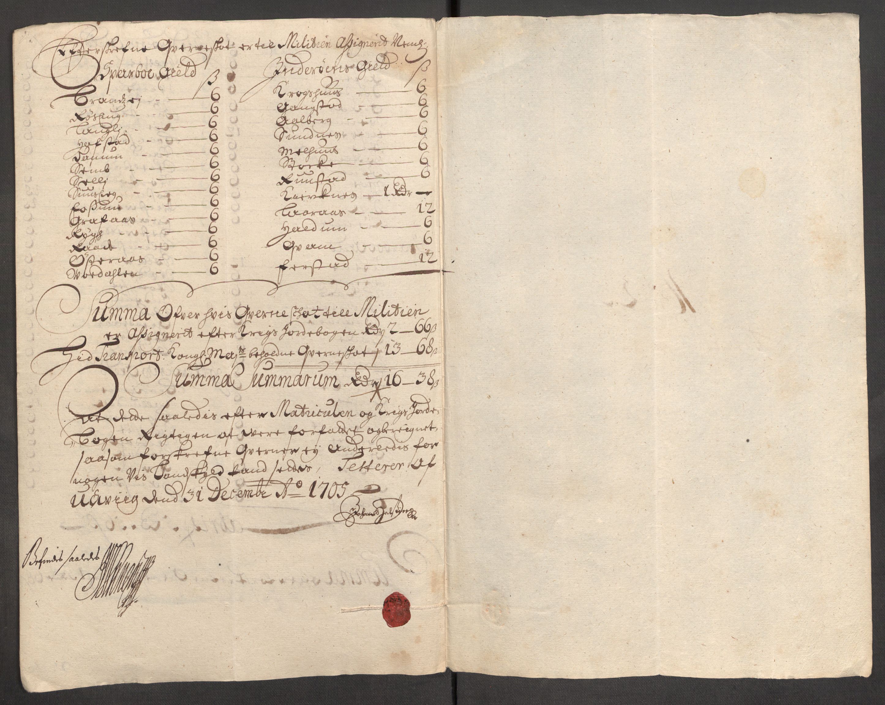 Rentekammeret inntil 1814, Reviderte regnskaper, Fogderegnskap, AV/RA-EA-4092/R63/L4314: Fogderegnskap Inderøy, 1705, p. 122