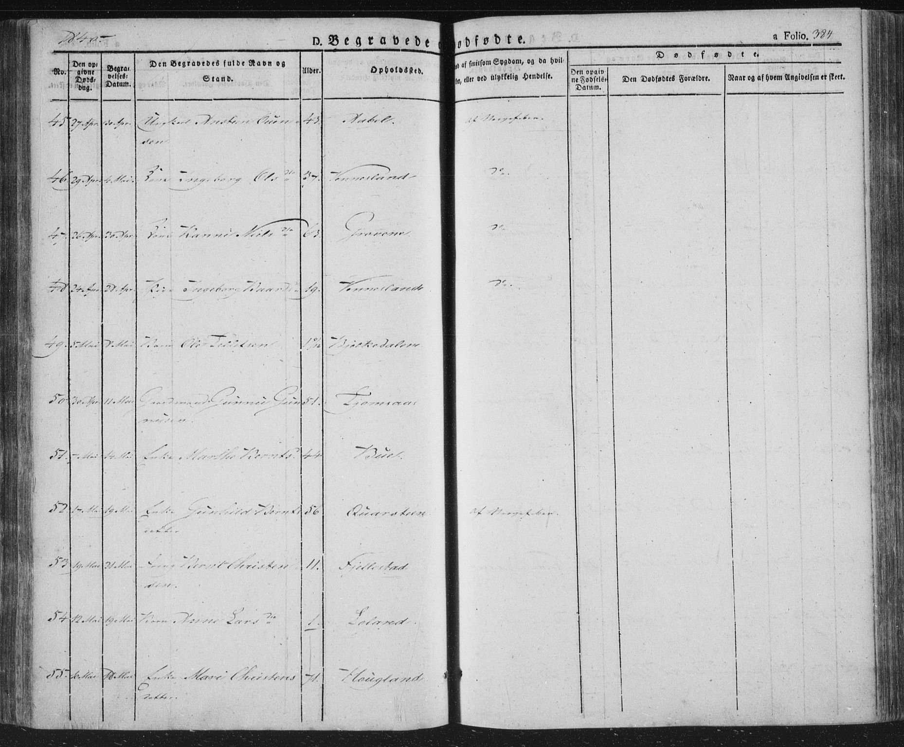 Vennesla sokneprestkontor, SAK/1111-0045/Fa/Fac/L0004: Parish register (official) no. A 4, 1834-1855, p. 384