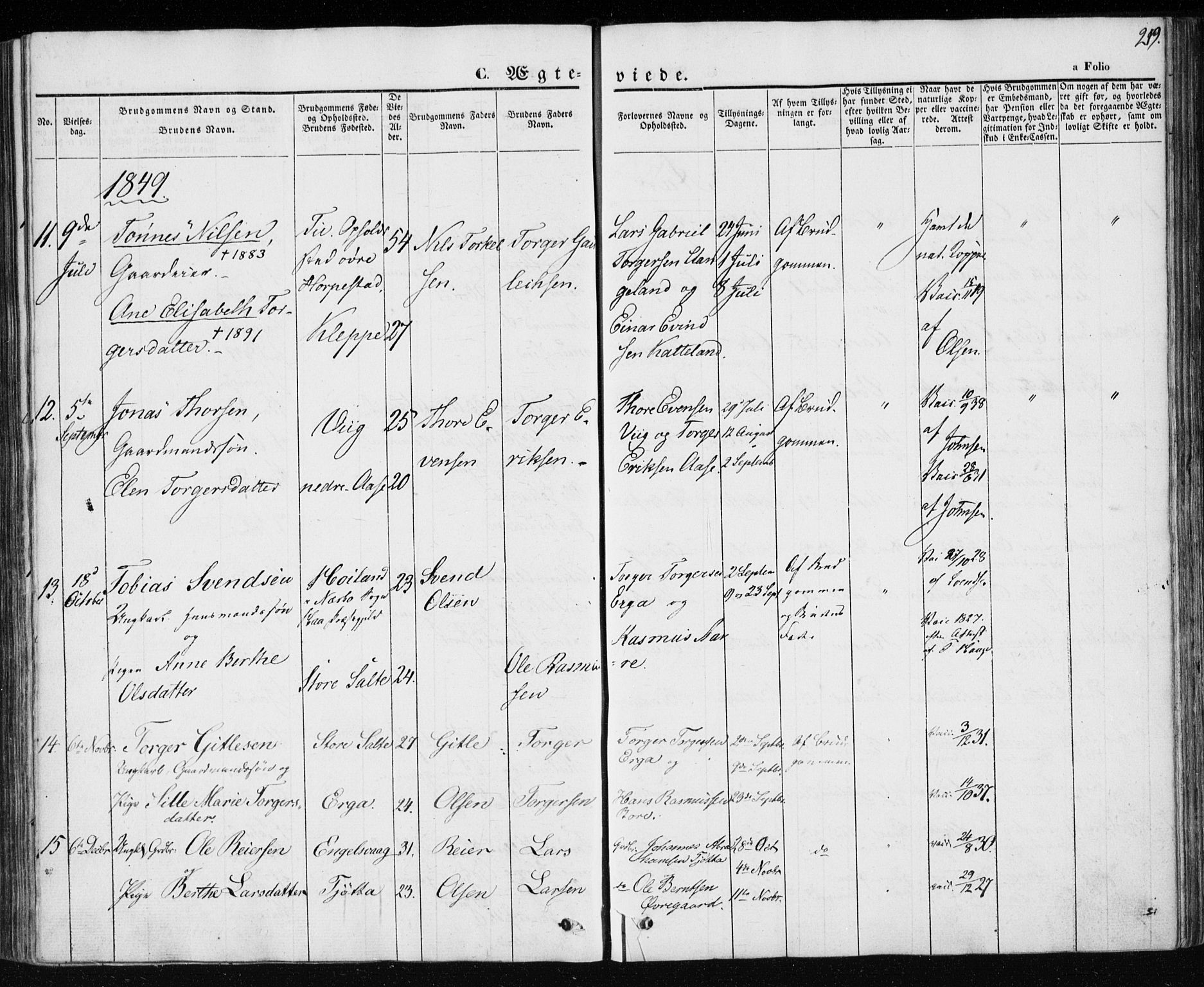 Klepp sokneprestkontor, AV/SAST-A-101803/001/3/30BA/L0004: Parish register (official) no. A 4, 1842-1852, p. 219