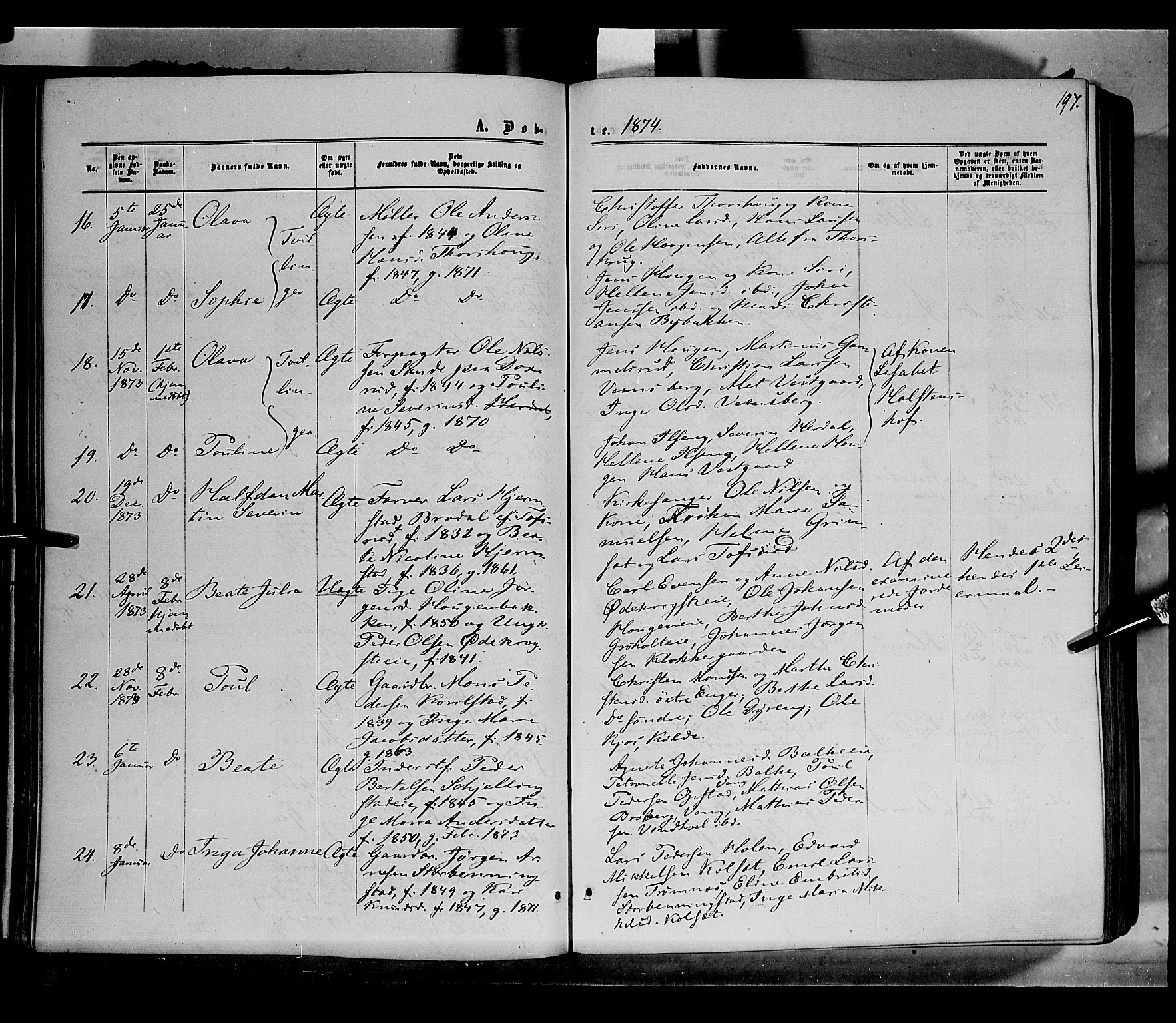 Løten prestekontor, AV/SAH-PREST-022/K/Ka/L0008: Parish register (official) no. 8, 1860-1877, p. 197