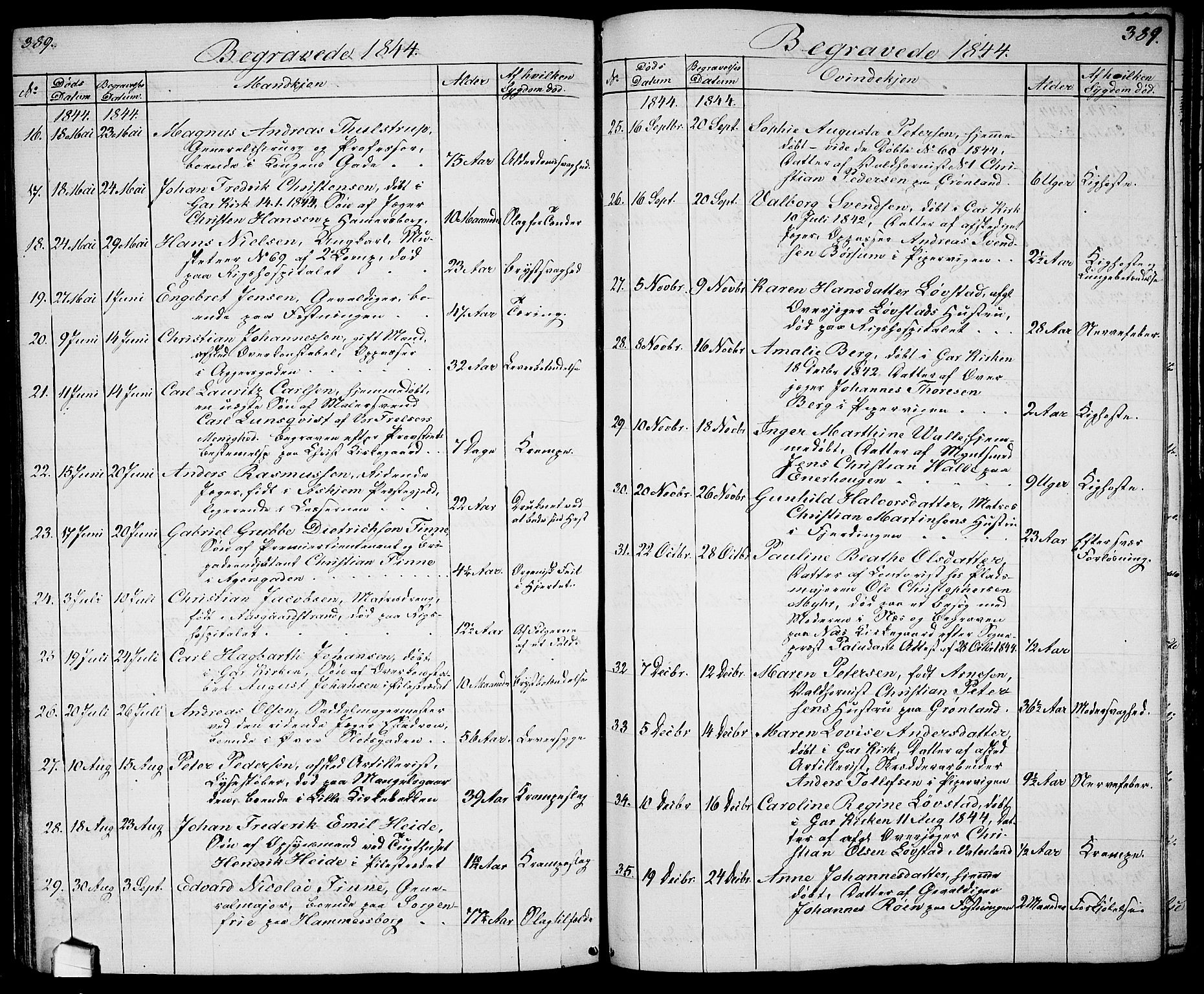 Garnisonsmenigheten Kirkebøker, AV/SAO-A-10846/G/Ga/L0005: Parish register (copy) no. 5, 1841-1860, p. 389