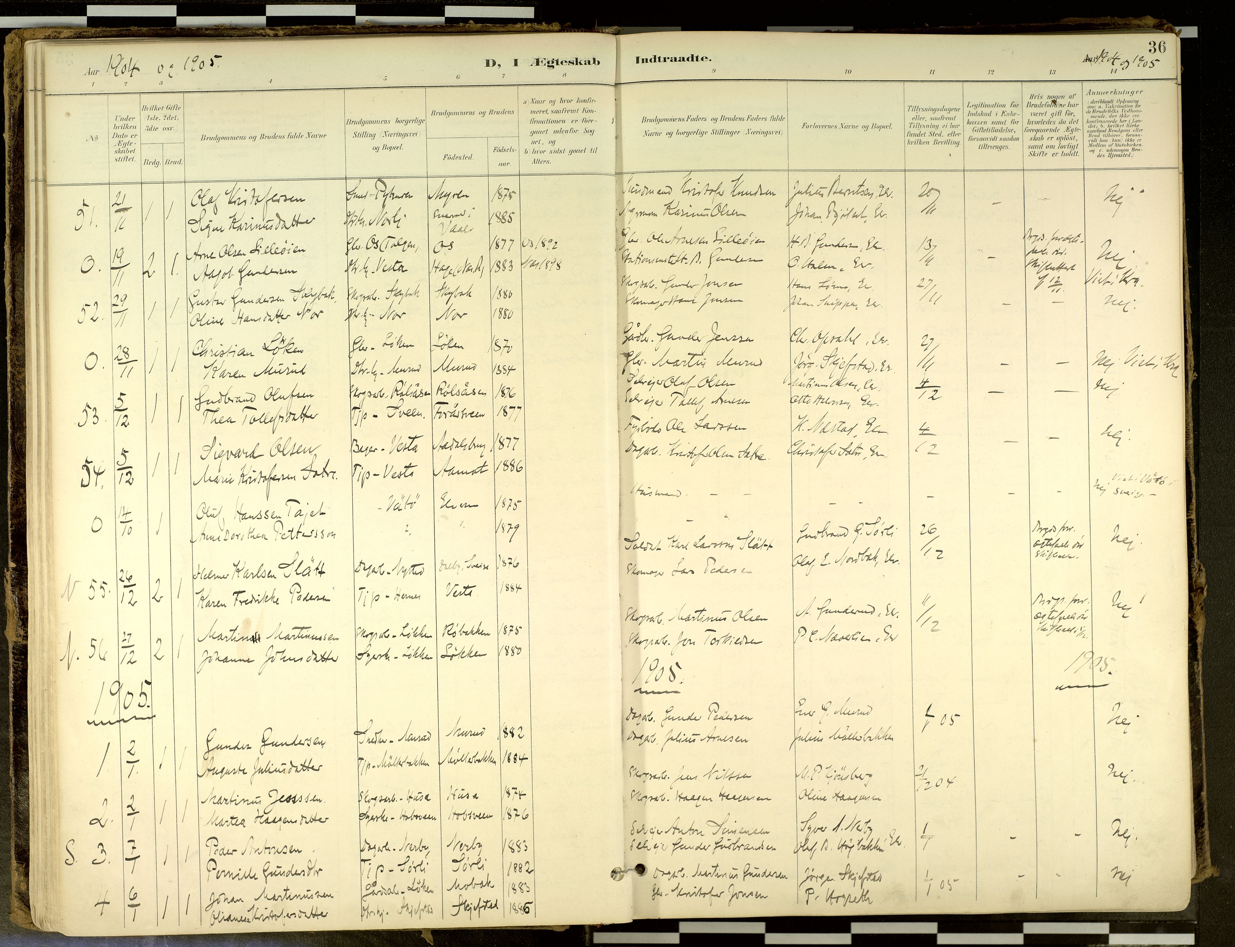 Elverum prestekontor, AV/SAH-PREST-044/H/Ha/Haa/L0018: Parish register (official) no. 18, 1894-1914, p. 36