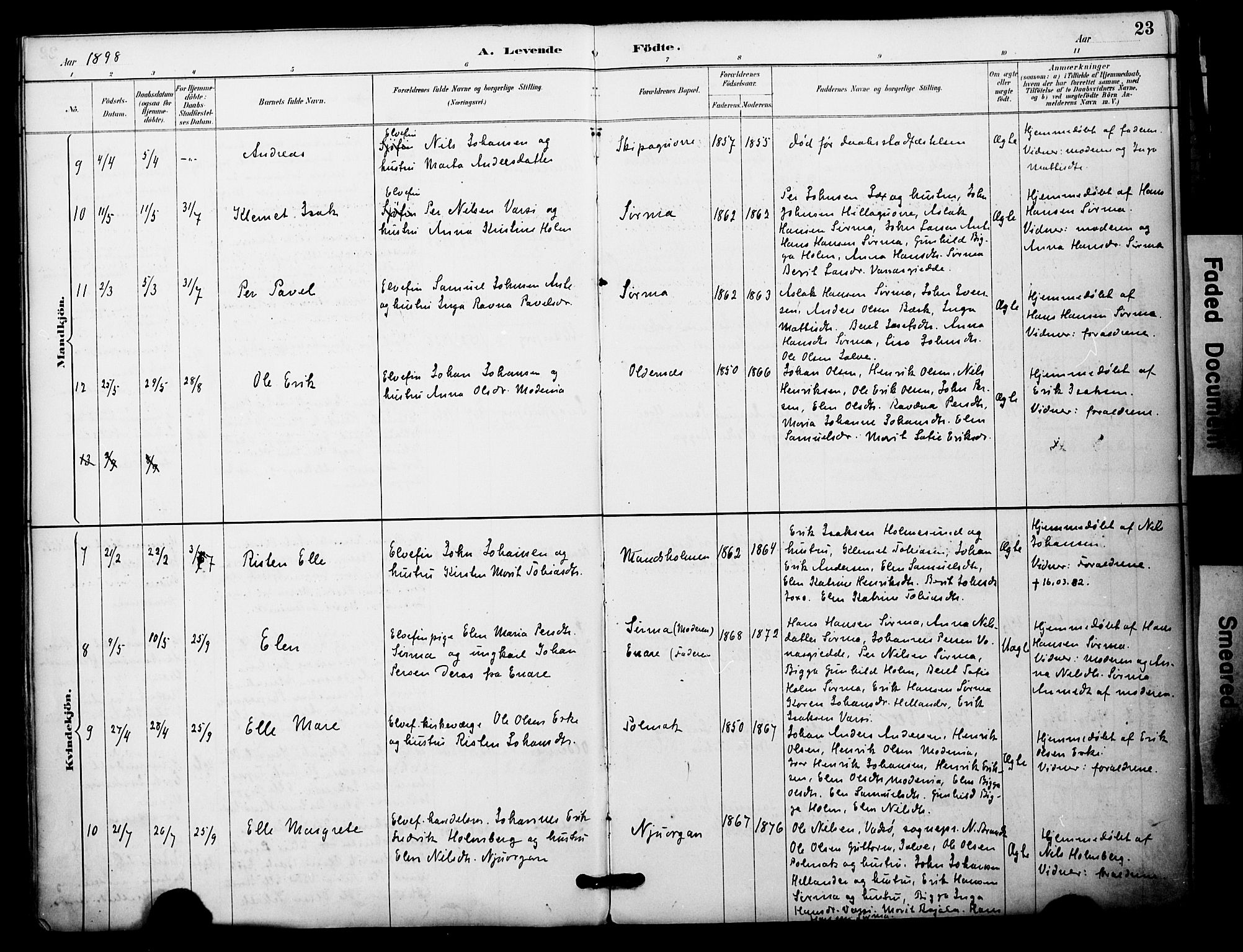 Nesseby sokneprestkontor, AV/SATØ-S-1330/H/Ha/L0005kirke: Parish register (official) no. 5, 1885-1906, p. 23