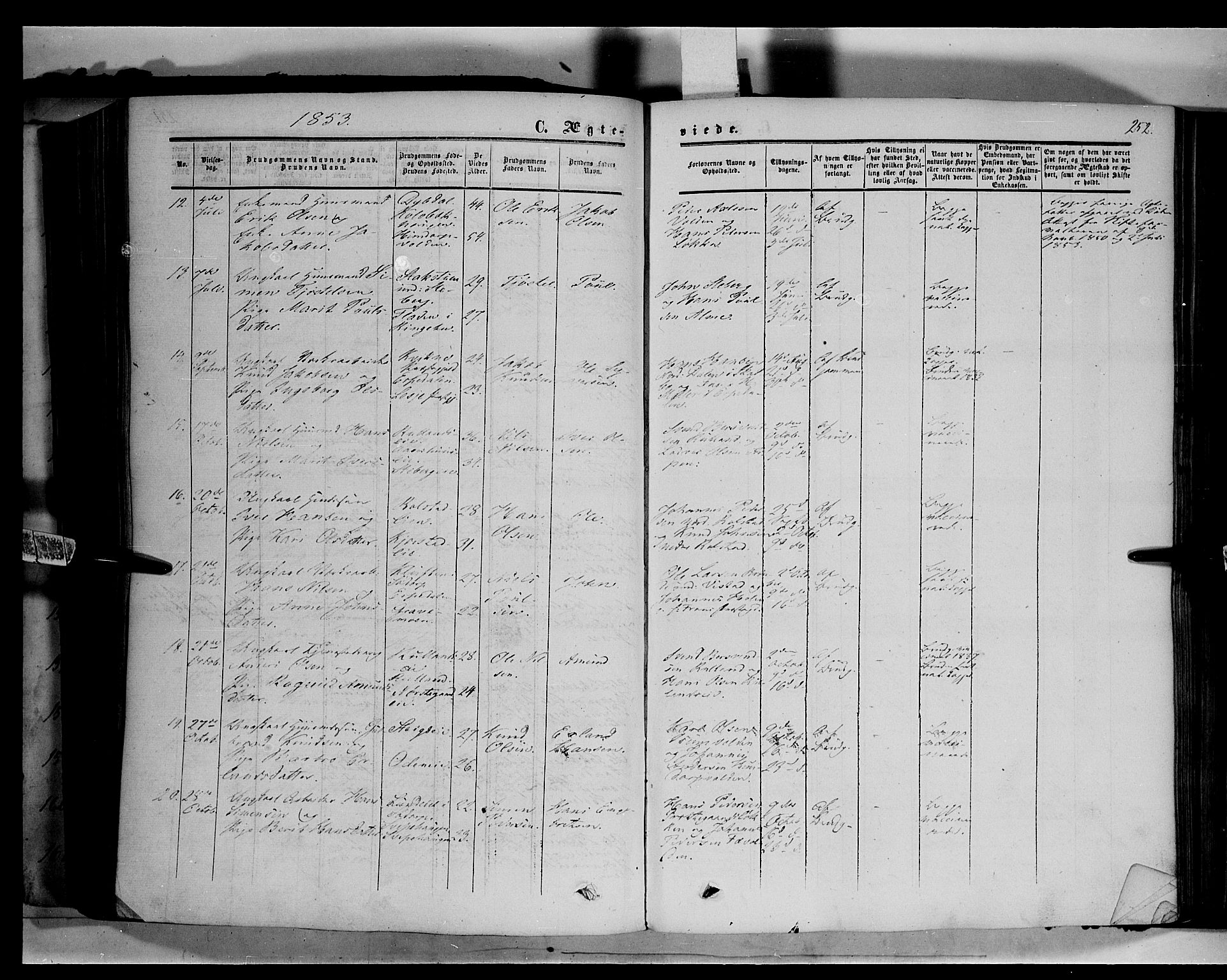 Sør-Fron prestekontor, AV/SAH-PREST-010/H/Ha/Haa/L0001: Parish register (official) no. 1, 1849-1863, p. 252