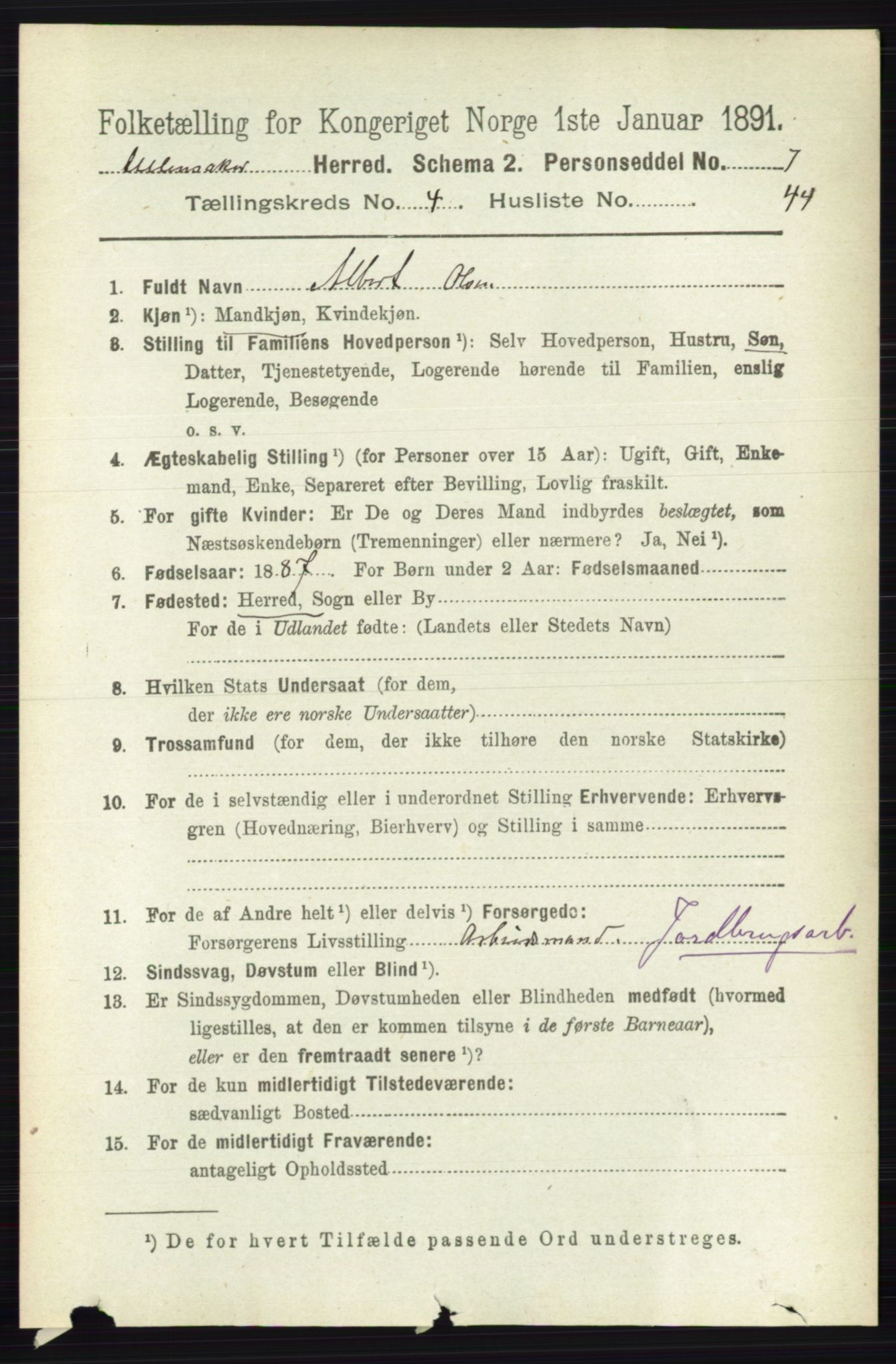 RA, 1891 census for 0235 Ullensaker, 1891, p. 1740