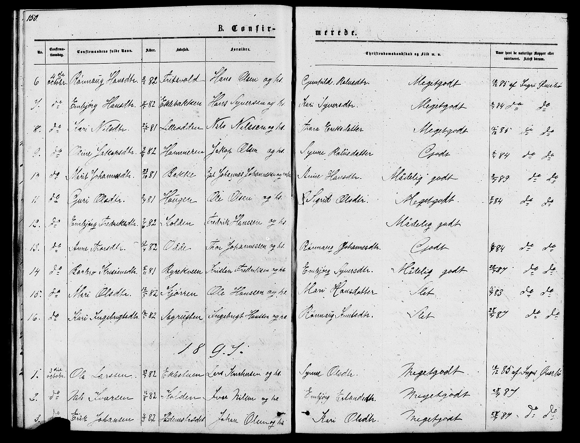 Lom prestekontor, SAH/PREST-070/L/L0005: Parish register (copy) no. 5, 1876-1901, p. 150-151