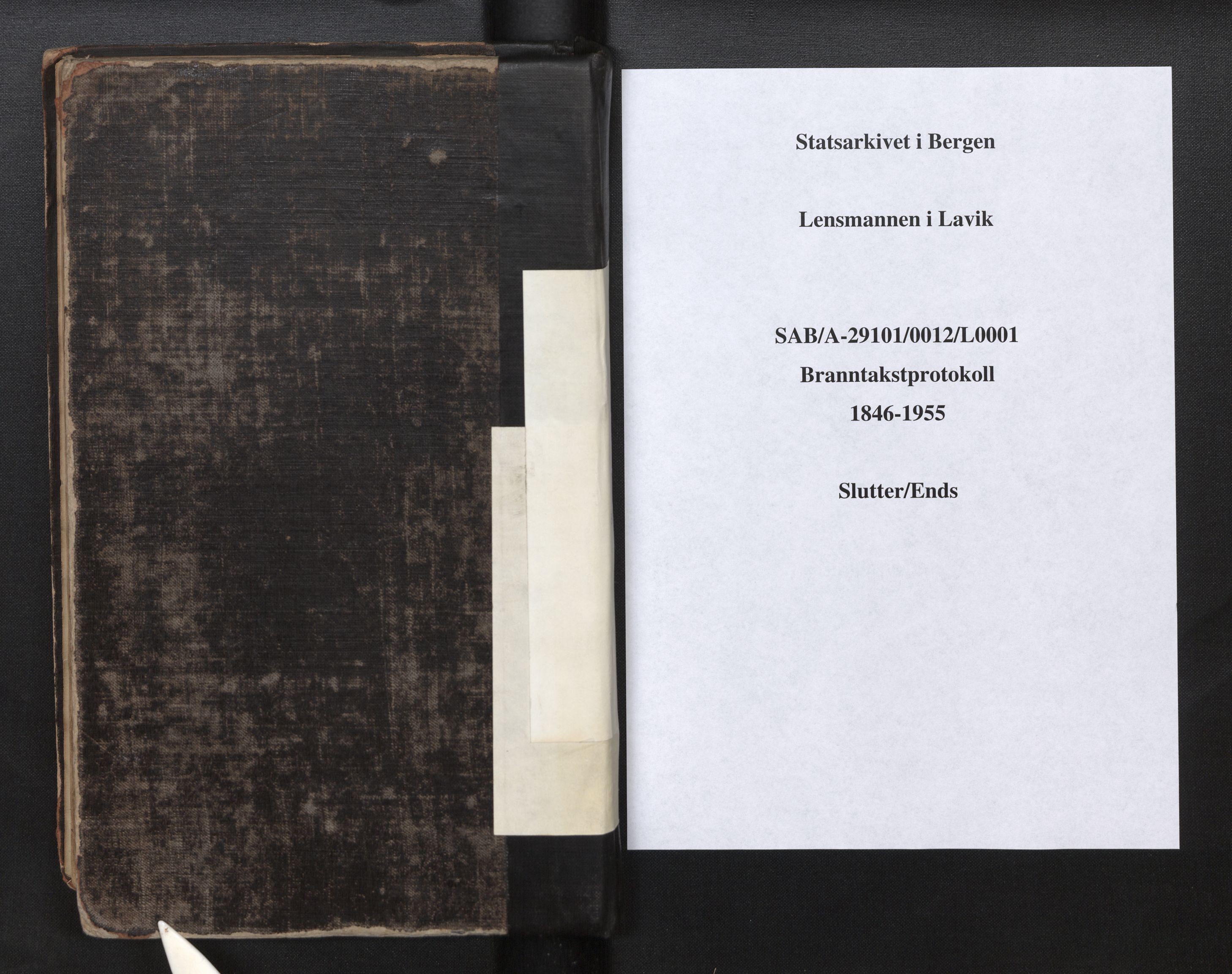 Lensmannen i Lavik, SAB/A-29101/0012/L0001: Branntakstprotokoll, 1846-1955