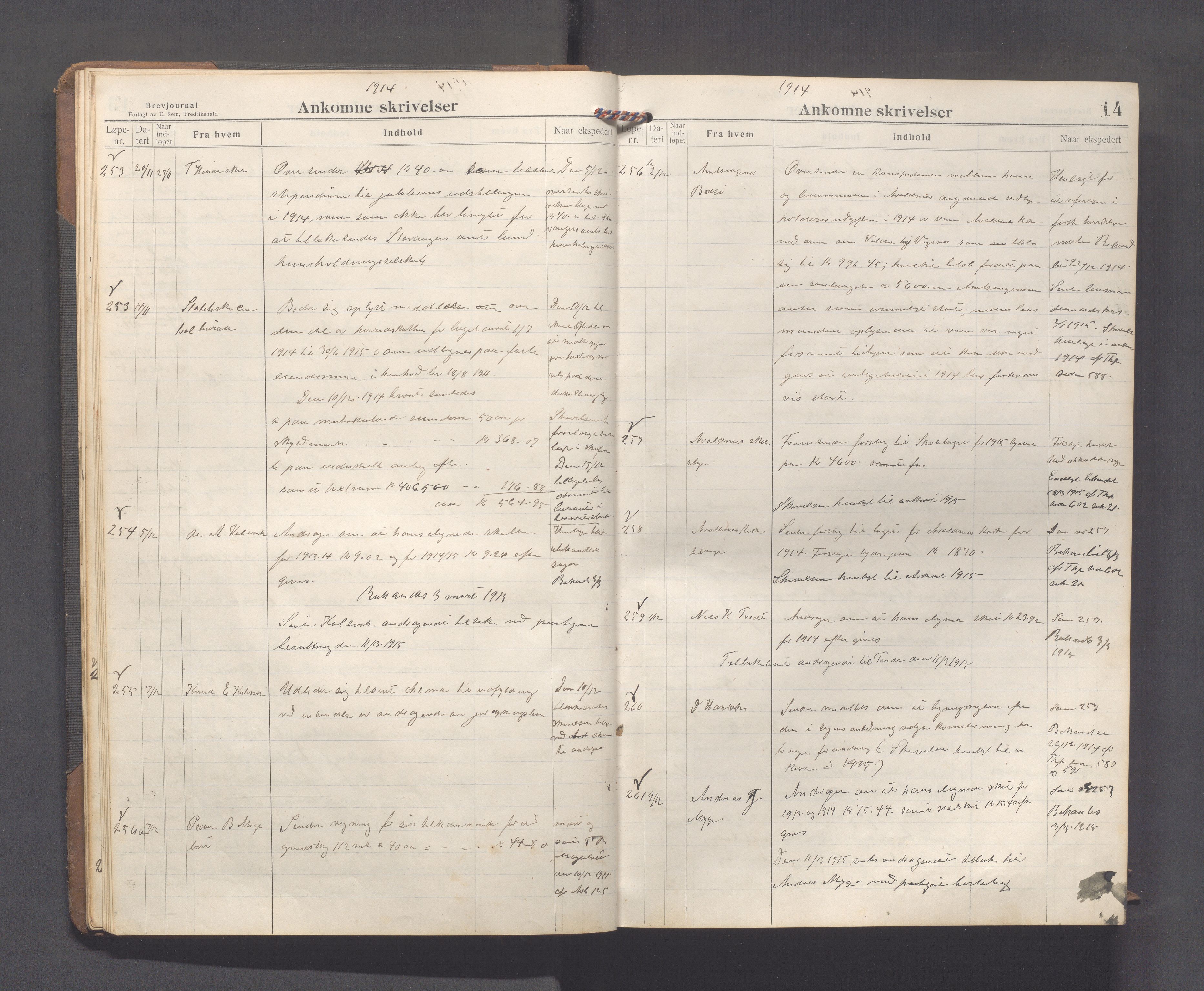 Avaldsnes kommune - Formannskapet, IKAR/K-101651/C/Ca/L0005: Journal, 1914-1919, p. 14