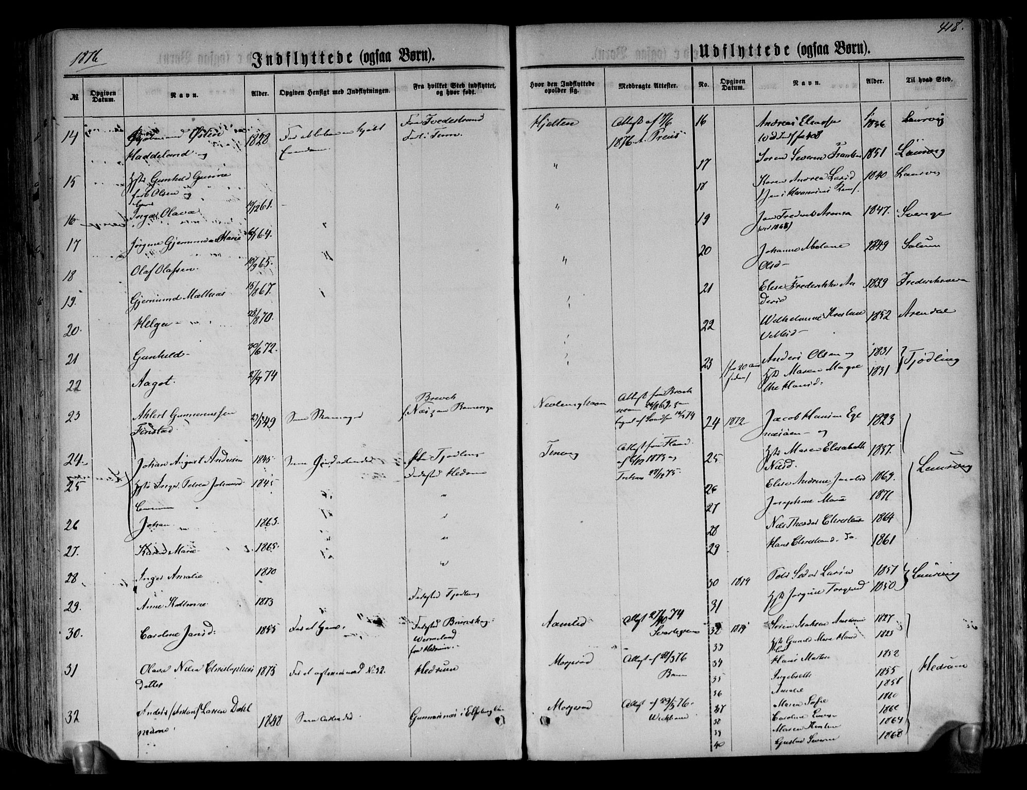 Brunlanes kirkebøker, AV/SAKO-A-342/F/Fa/L0005: Parish register (official) no. I 5, 1862-1877, p. 418