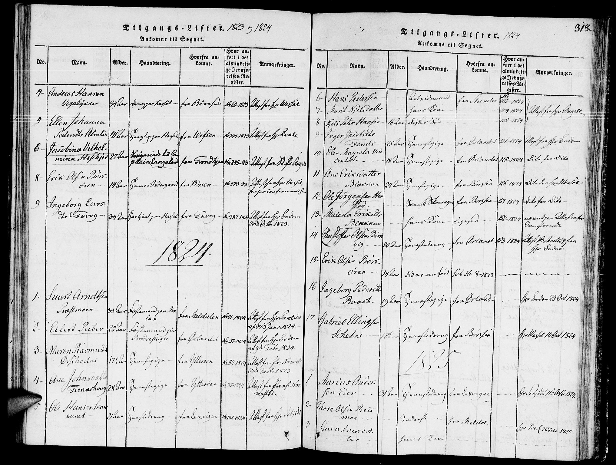 Ministerialprotokoller, klokkerbøker og fødselsregistre - Sør-Trøndelag, SAT/A-1456/646/L0608: Parish register (official) no. 646A06, 1816-1825, p. 318
