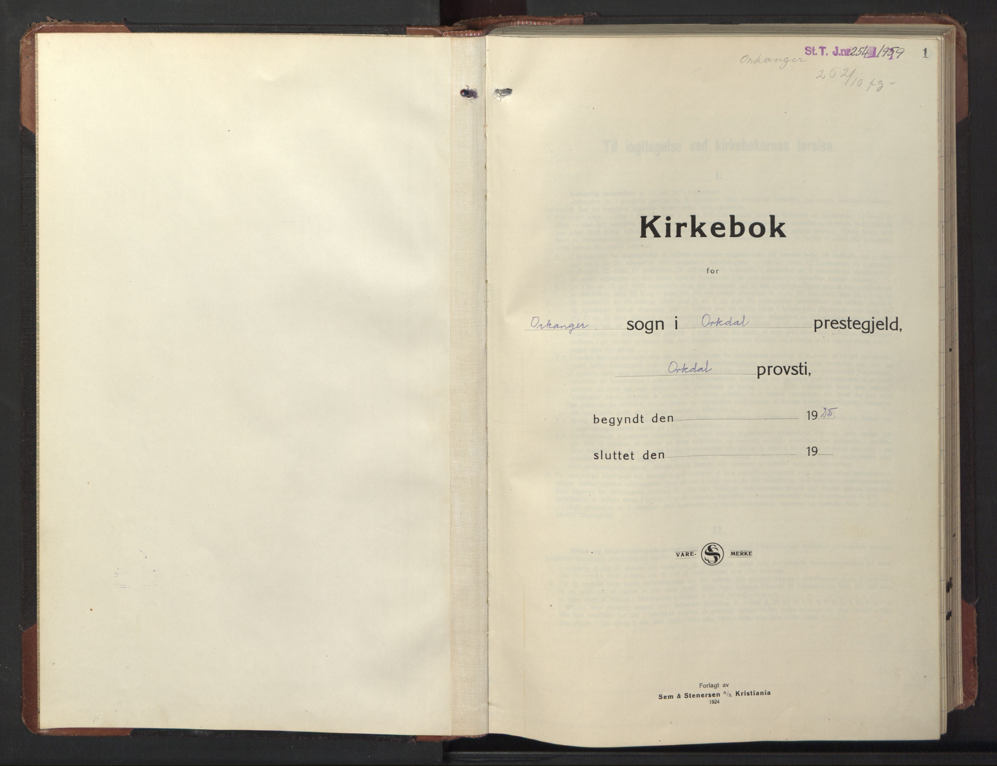 Ministerialprotokoller, klokkerbøker og fødselsregistre - Sør-Trøndelag, SAT/A-1456/669/L0832: Parish register (copy) no. 669C02, 1925-1953, p. 1