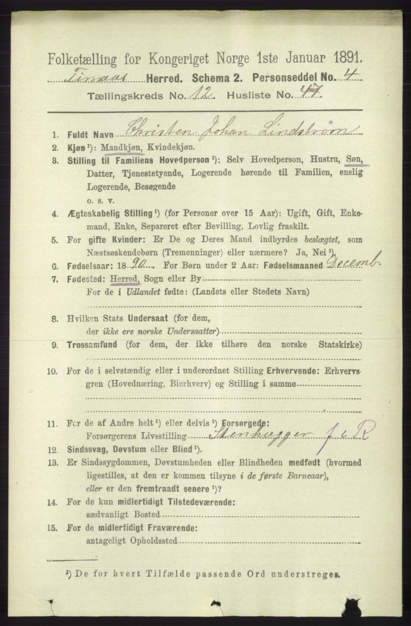 RA, 1891 census for 1218 Finnås, 1891, p. 5573