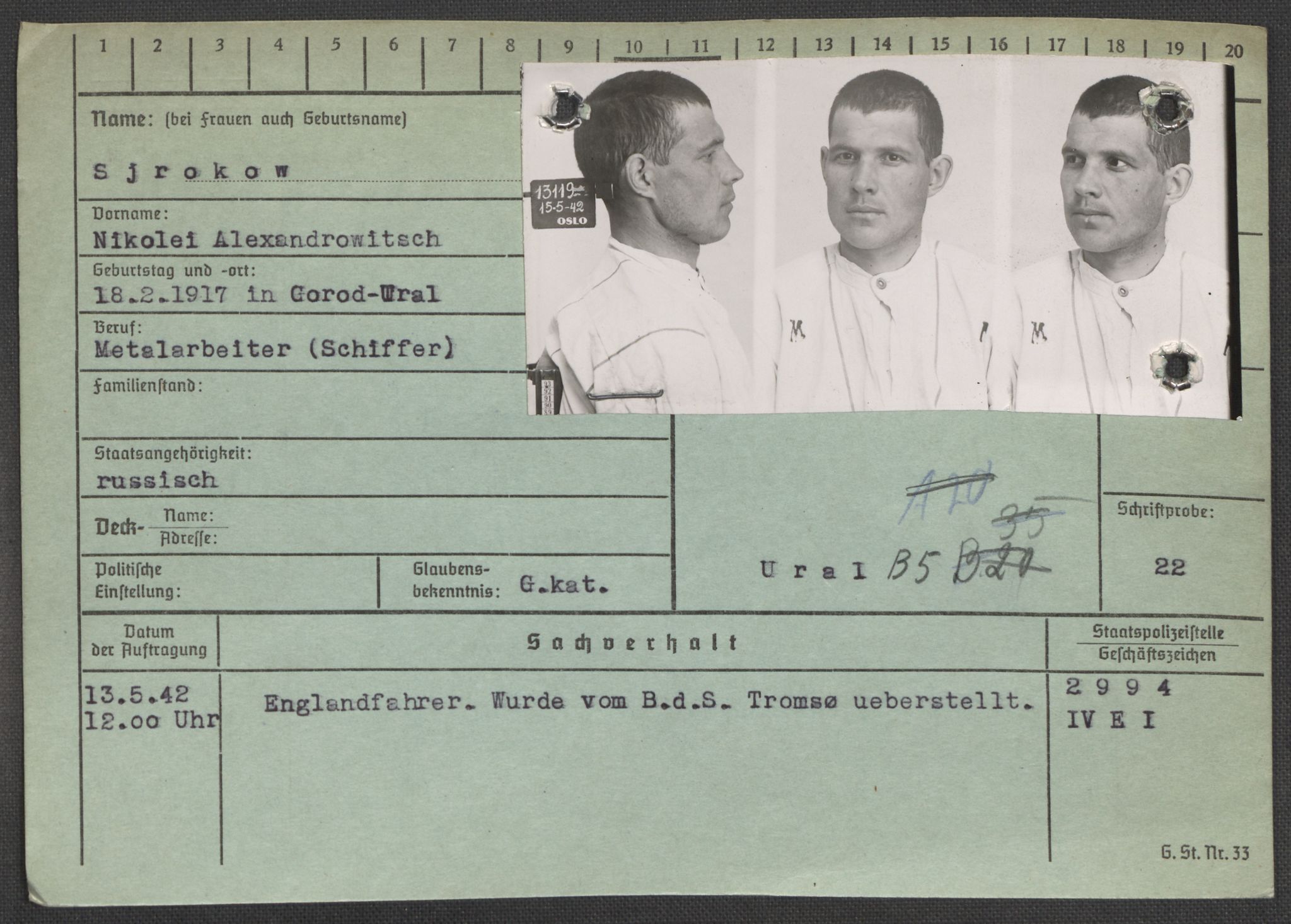 Befehlshaber der Sicherheitspolizei und des SD, RA/RAFA-5969/E/Ea/Eaa/L0009: Register over norske fanger i Møllergata 19: Ru-Sy, 1940-1945, p. 716
