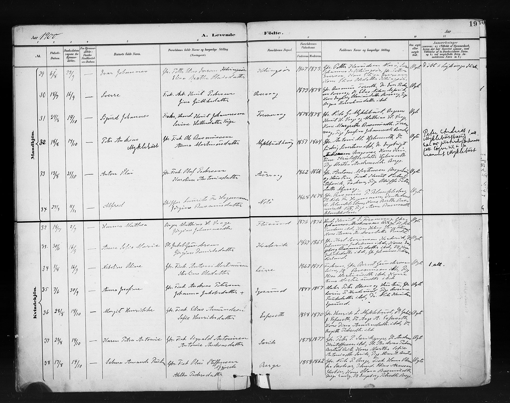 Ministerialprotokoller, klokkerbøker og fødselsregistre - Møre og Romsdal, AV/SAT-A-1454/507/L0074: Parish register (official) no. 507A09, 1894-1900, p. 19