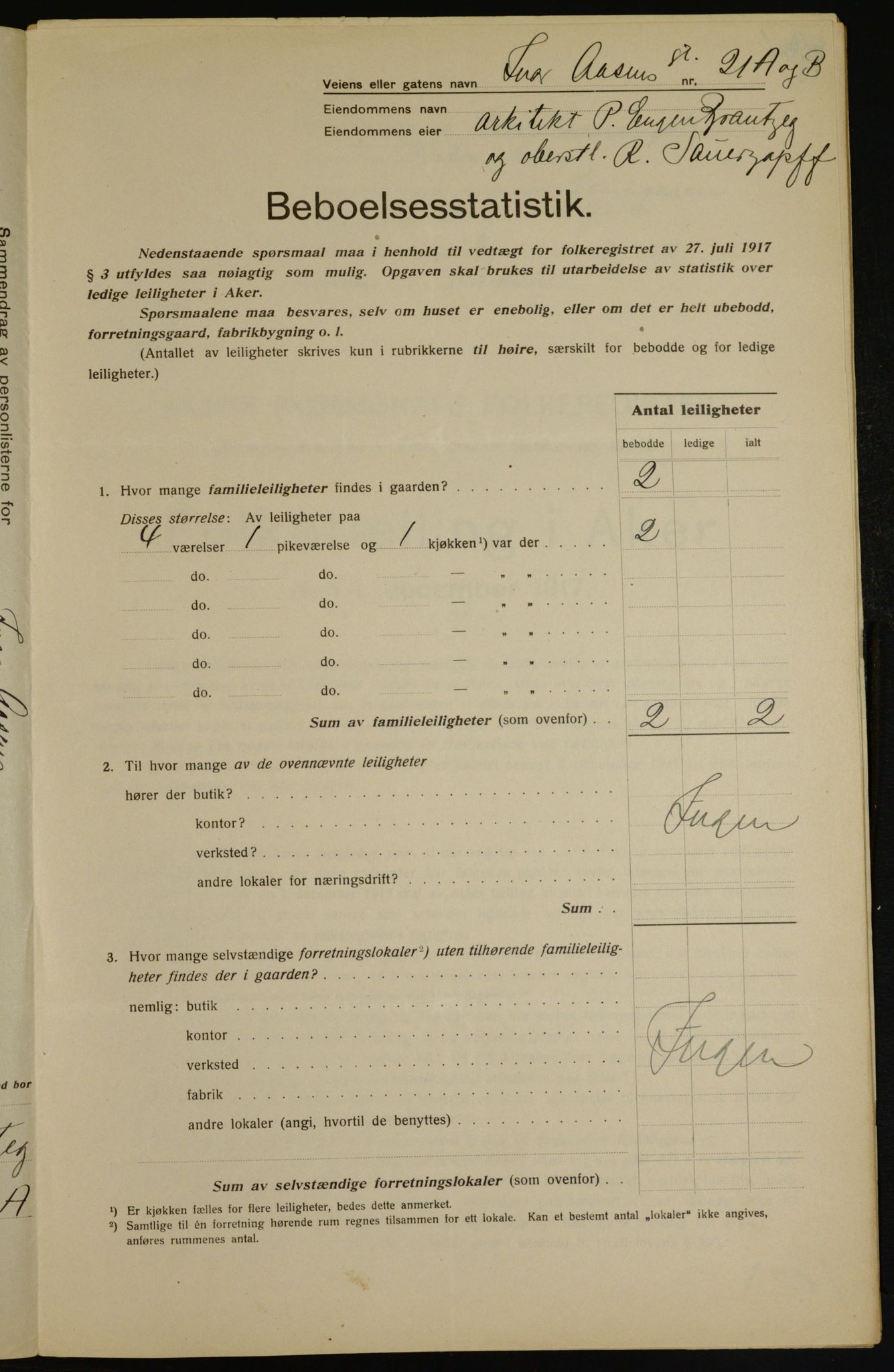 OBA, Municipal Census 1917 for Aker, 1917, p. 6481