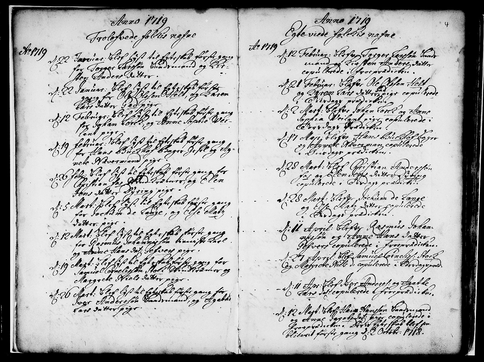Nykirken Sokneprestembete, SAB/A-77101/H/Haa/L0007: Parish register (official) no. A 7, 1719-1781, p. 4