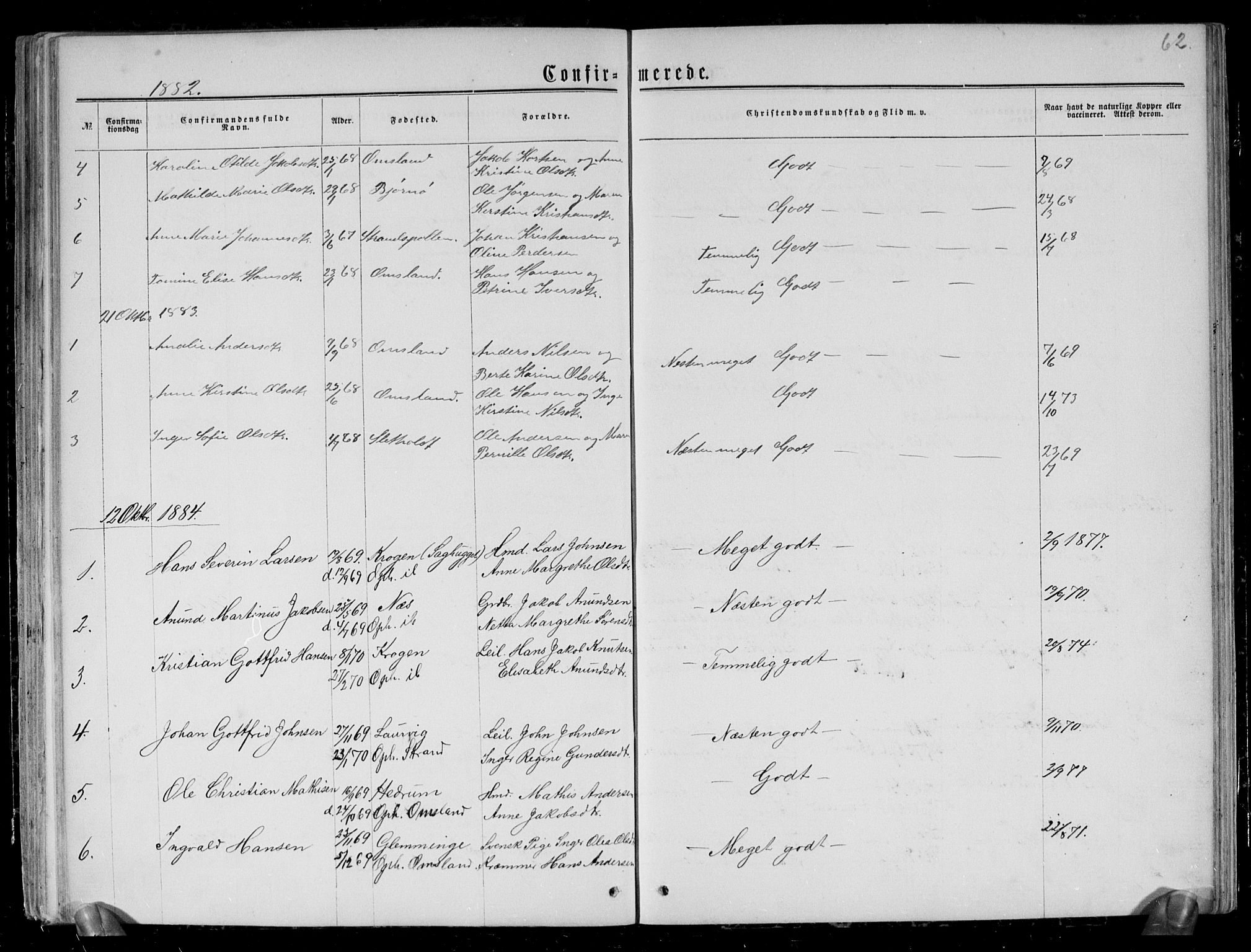 Brunlanes kirkebøker, AV/SAKO-A-342/G/Gc/L0001: Parish register (copy) no. III 1, 1866-1890, p. 62