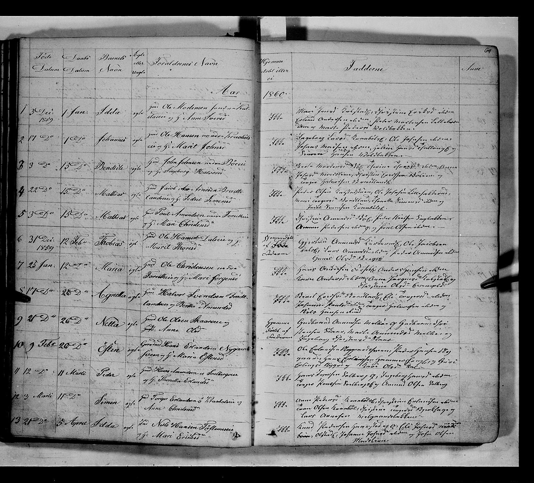 Gausdal prestekontor, SAH/PREST-090/H/Ha/Hab/L0005: Parish register (copy) no. 5, 1846-1867, p. 64