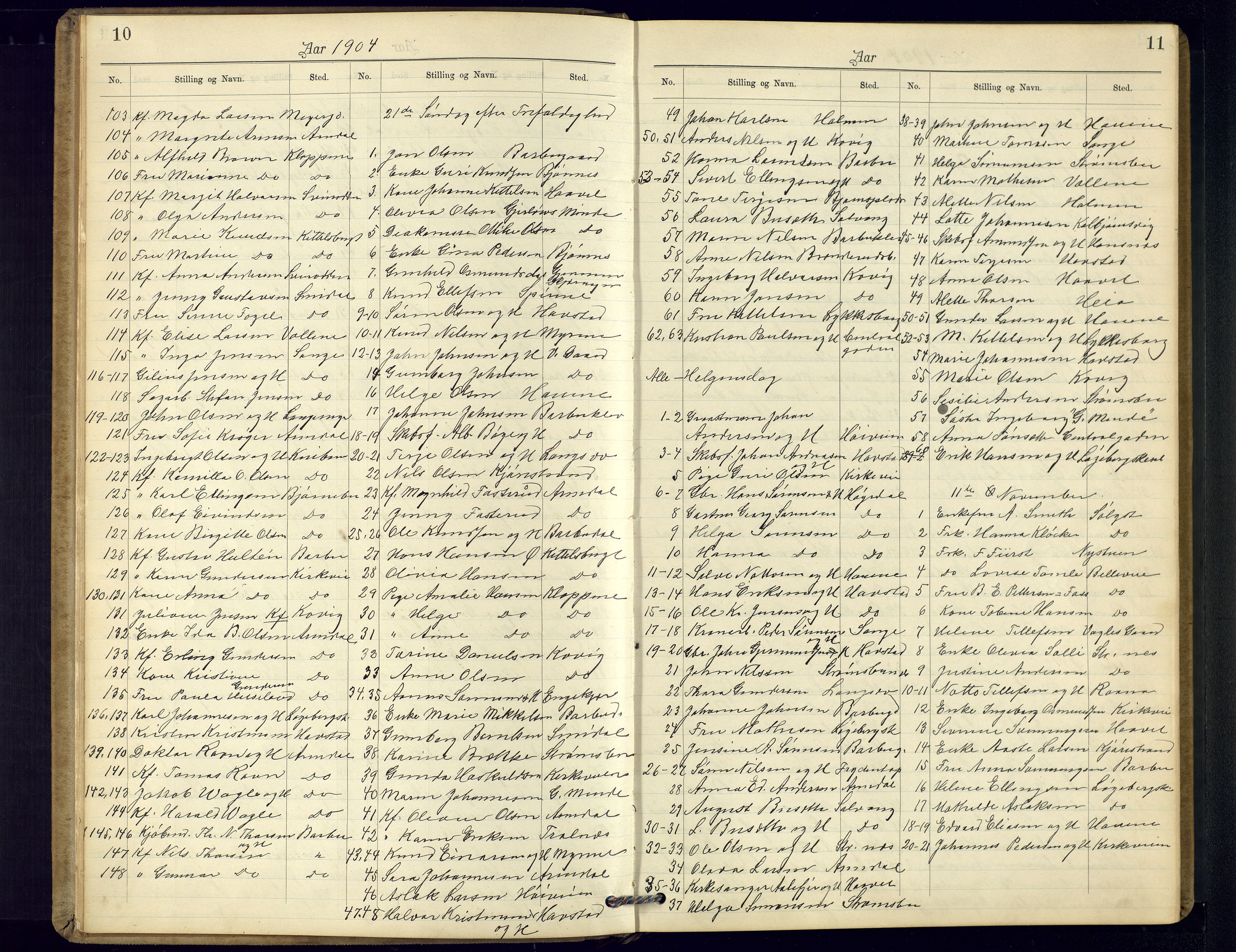 Barbu sokneprestkontor, AV/SAK-1111-0003/F/Fc/L0002: Communicants register no. C-2, 1903-1940, p. 10-11