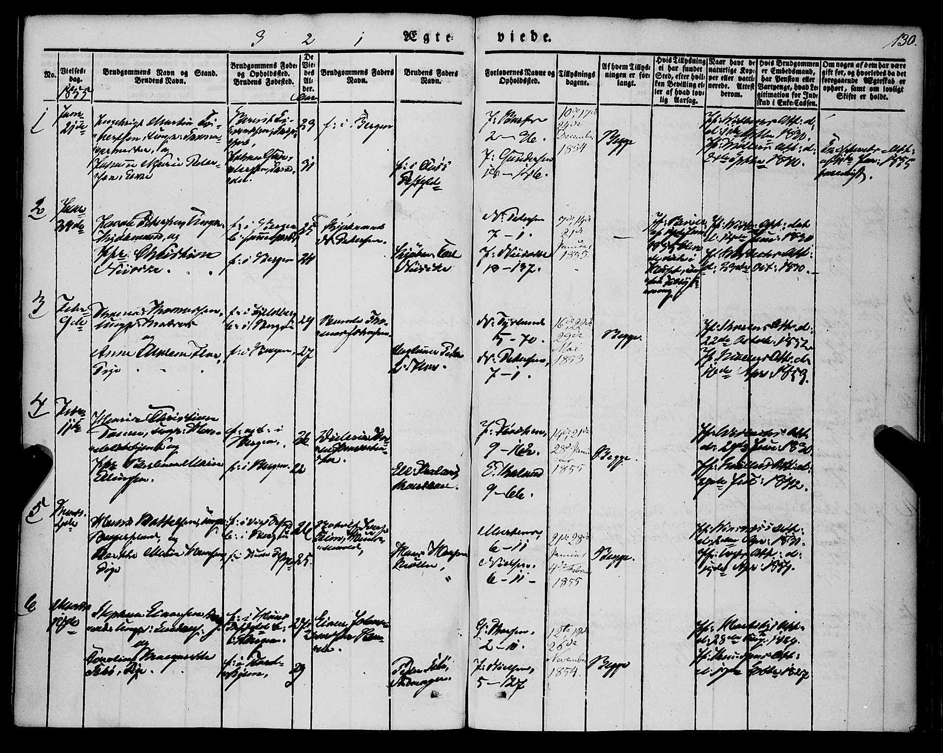 Nykirken Sokneprestembete, AV/SAB-A-77101/H/Haa/L0031: Parish register (official) no. D 1, 1834-1861, p. 130