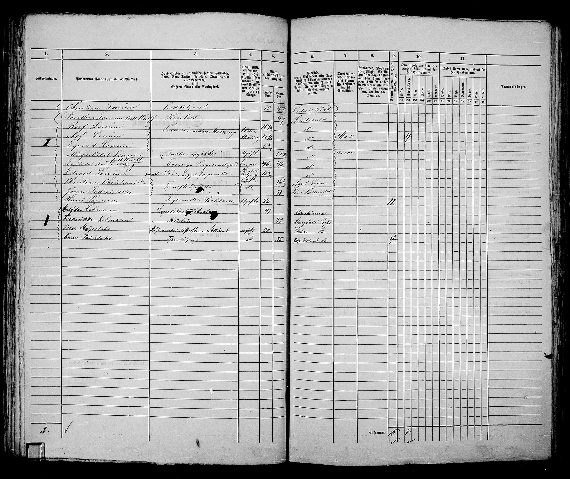 RA, 1865 census for Kristiania, 1865, p. 2392