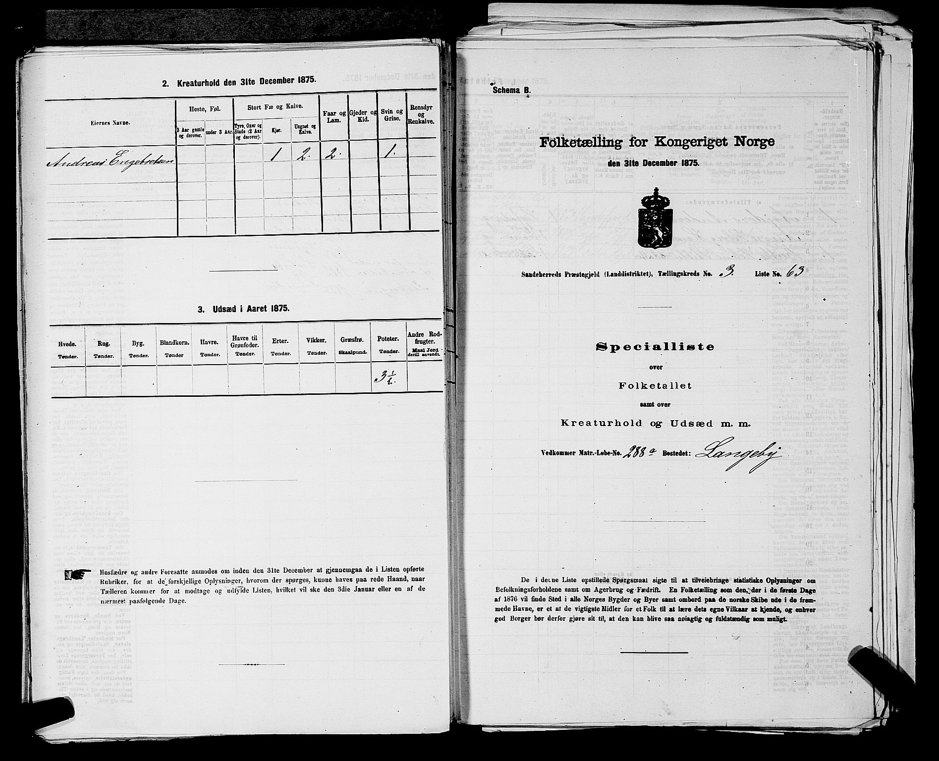 SAKO, 1875 census for 0724L Sandeherred/Sandeherred, 1875, p. 822